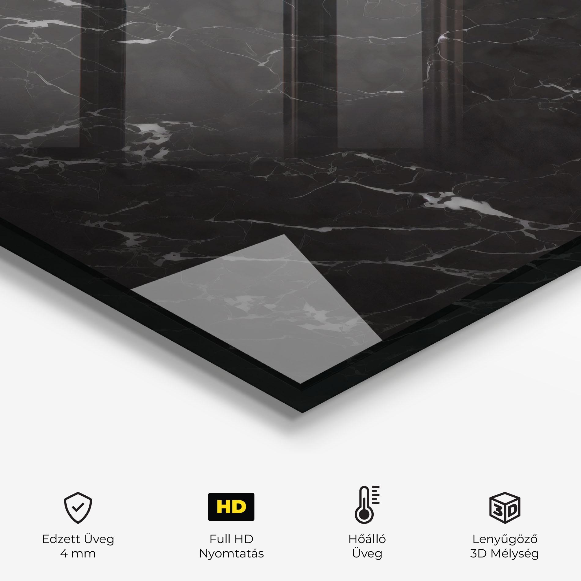 Konyhai üveg hátfal Black Marble mockup 2