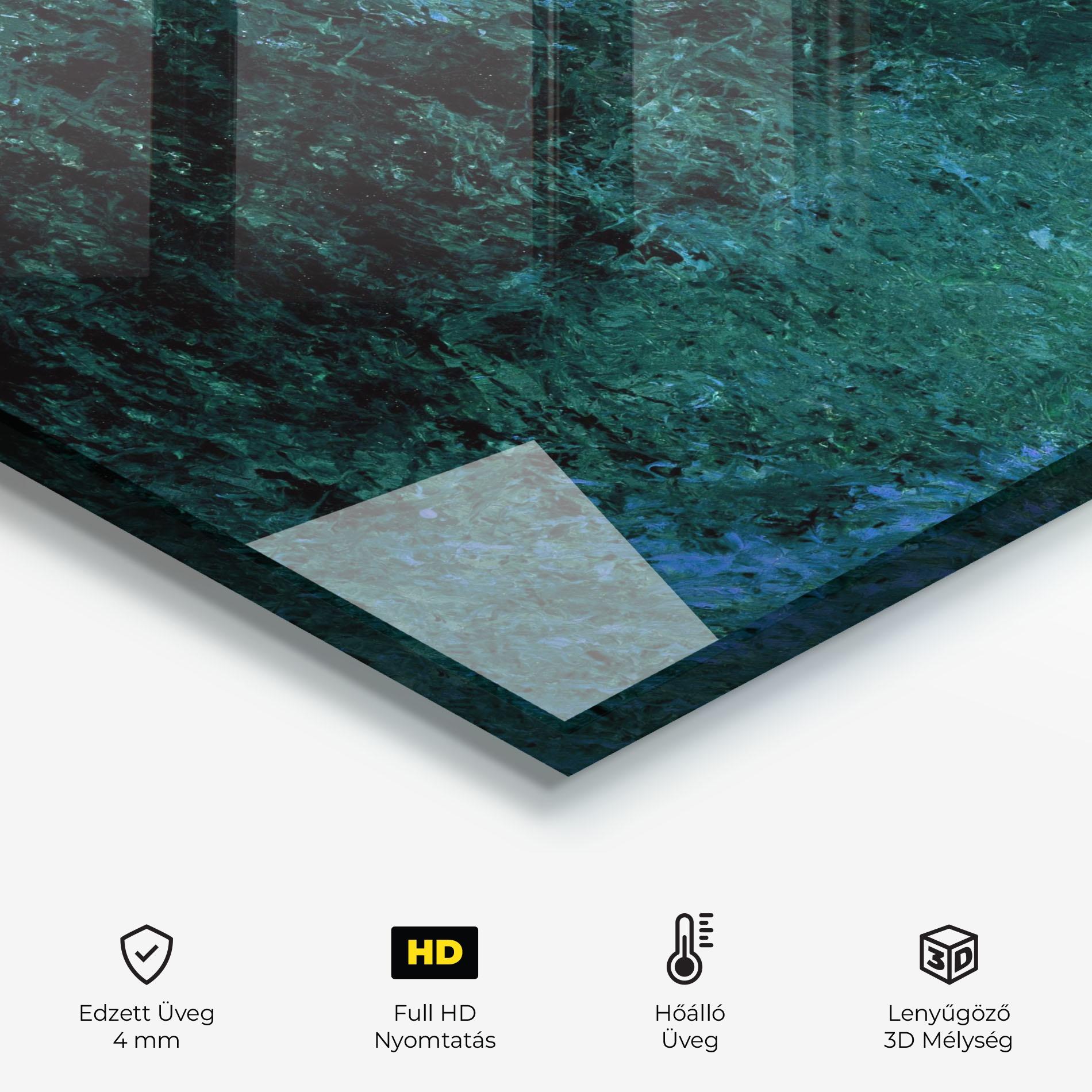 Konyhai üveg hátfal Dark Green Blue Painting mockup 2