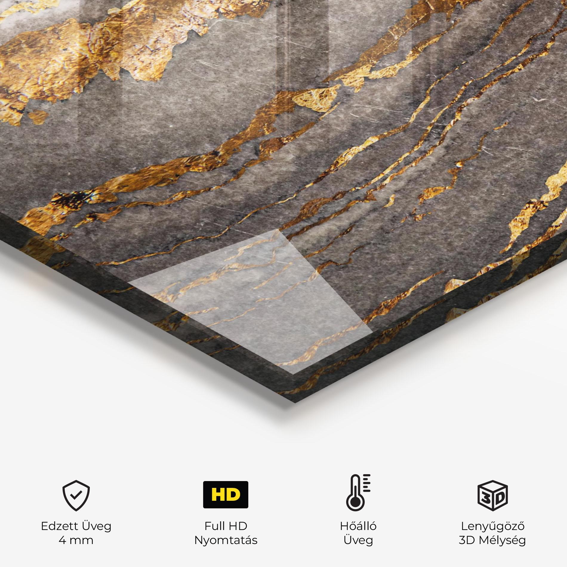 Konyhai üveg hátfal Gold Paper Marble mockup 2