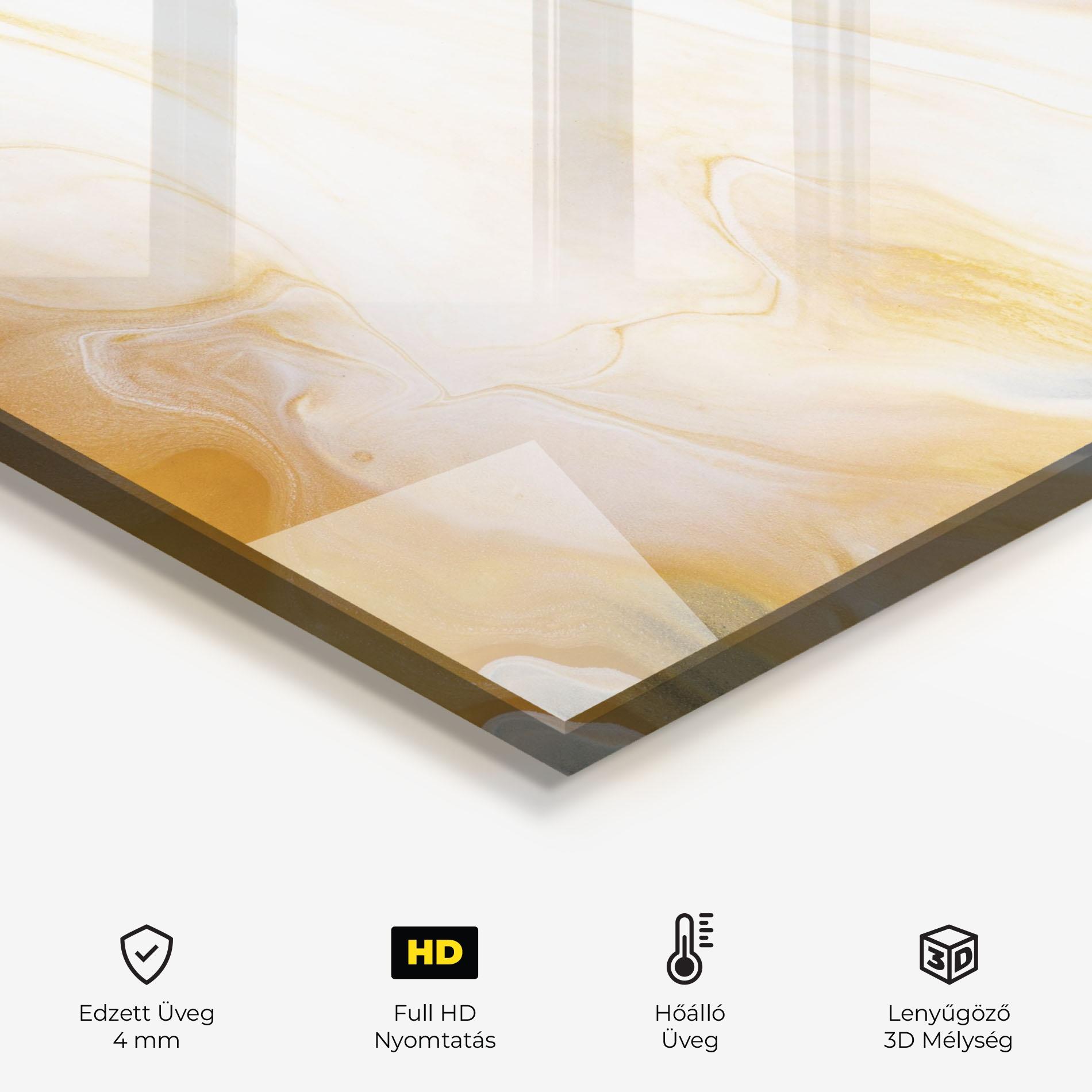 Konyhai üveg hátfal White Yellow Marble mockup 2