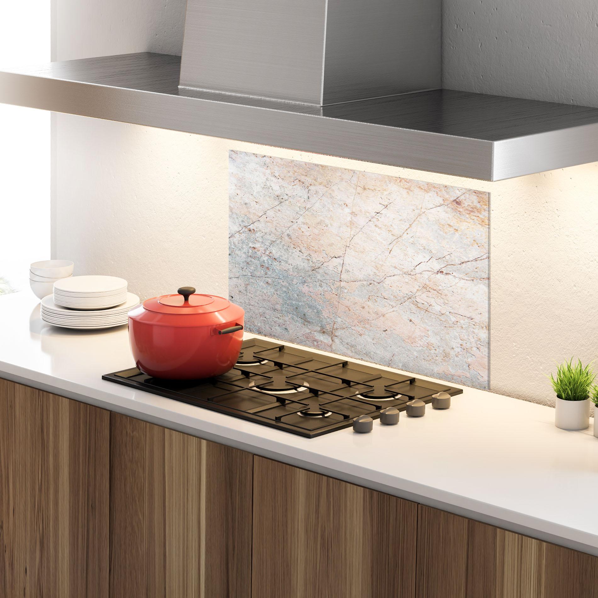 Konyhai üveg hátfal Light Pink Grey mockup 4