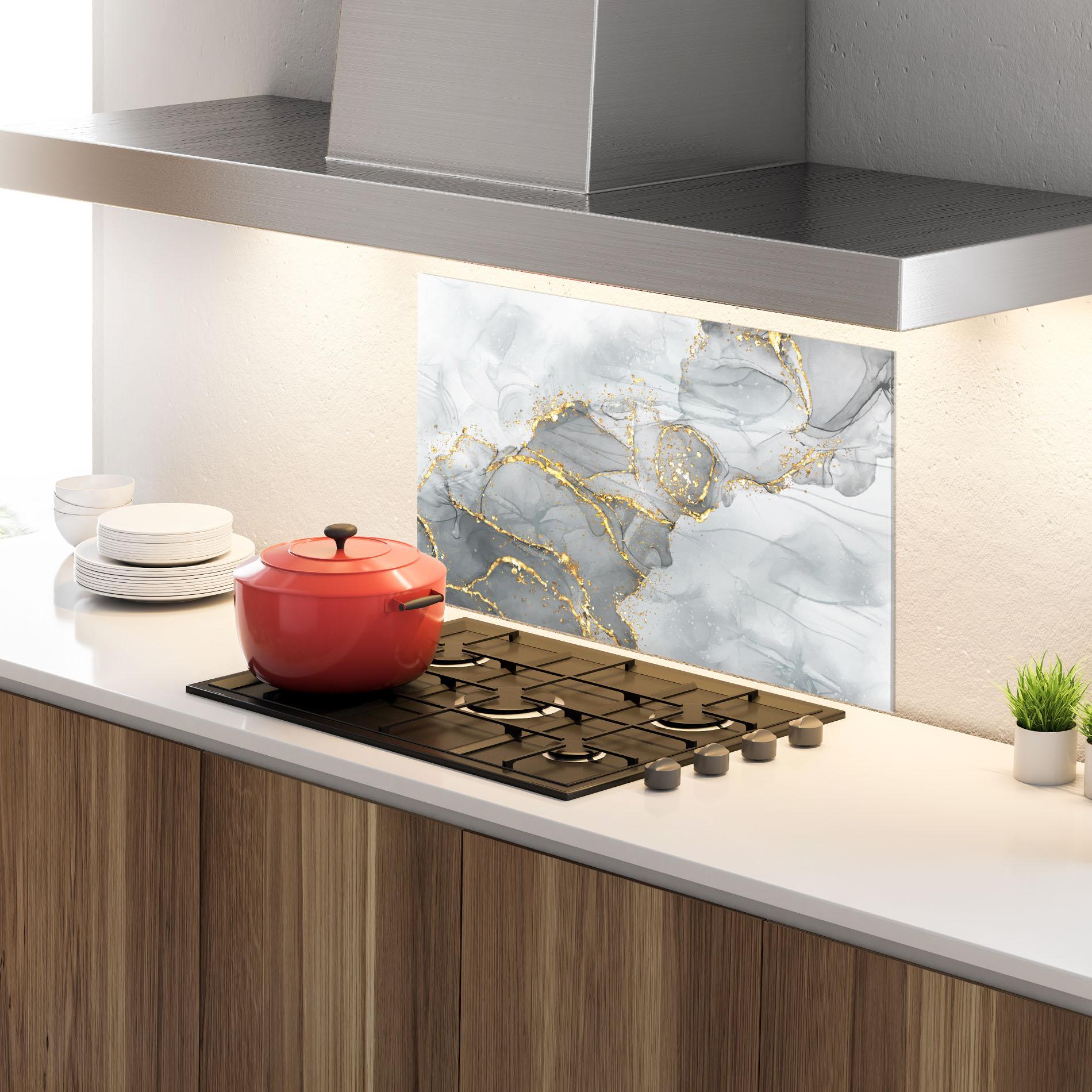 Konyhai üveg hátfal White Ink Marble mockup 4