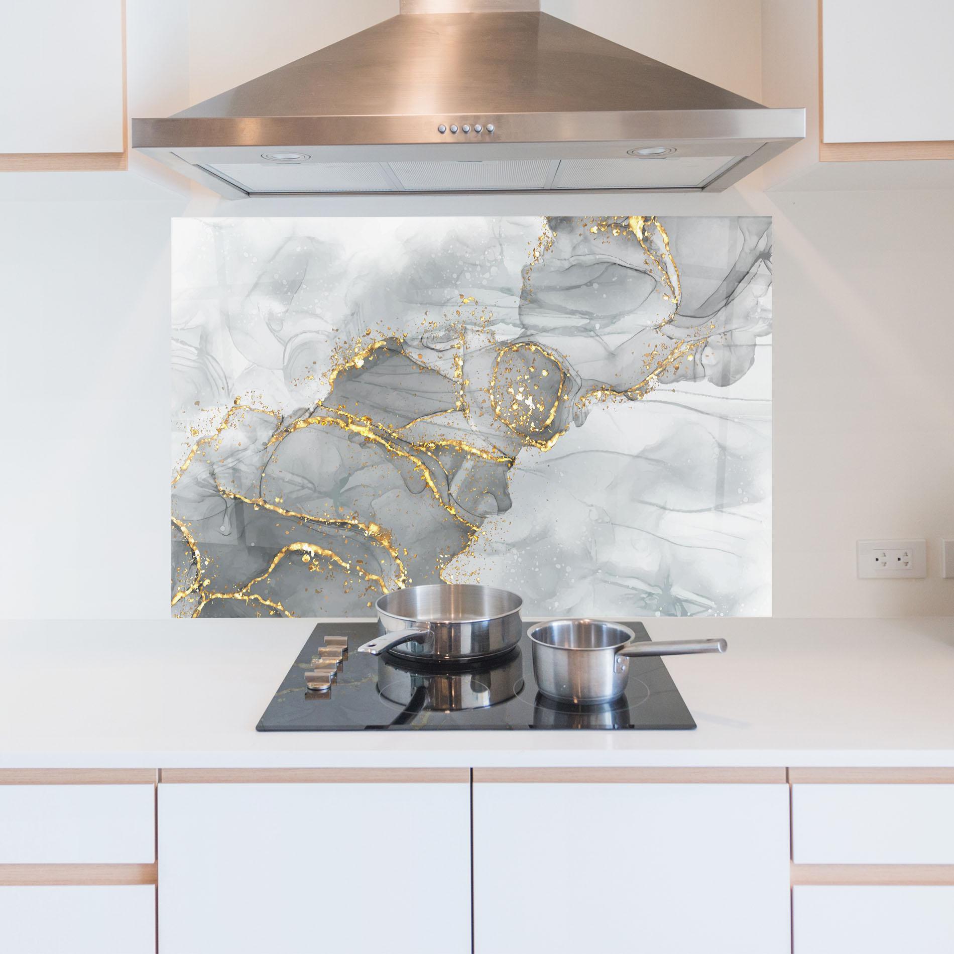 Konyhai üveg hátfal White Ink Marble mockup 5