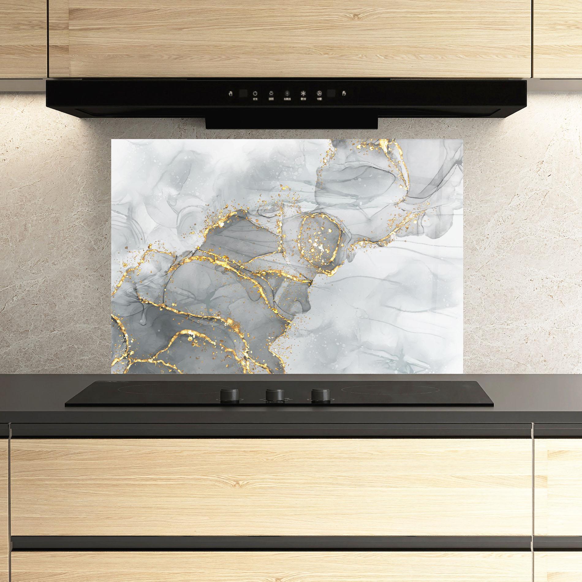Konyhai üveg hátfal White Ink Marble mockup 3