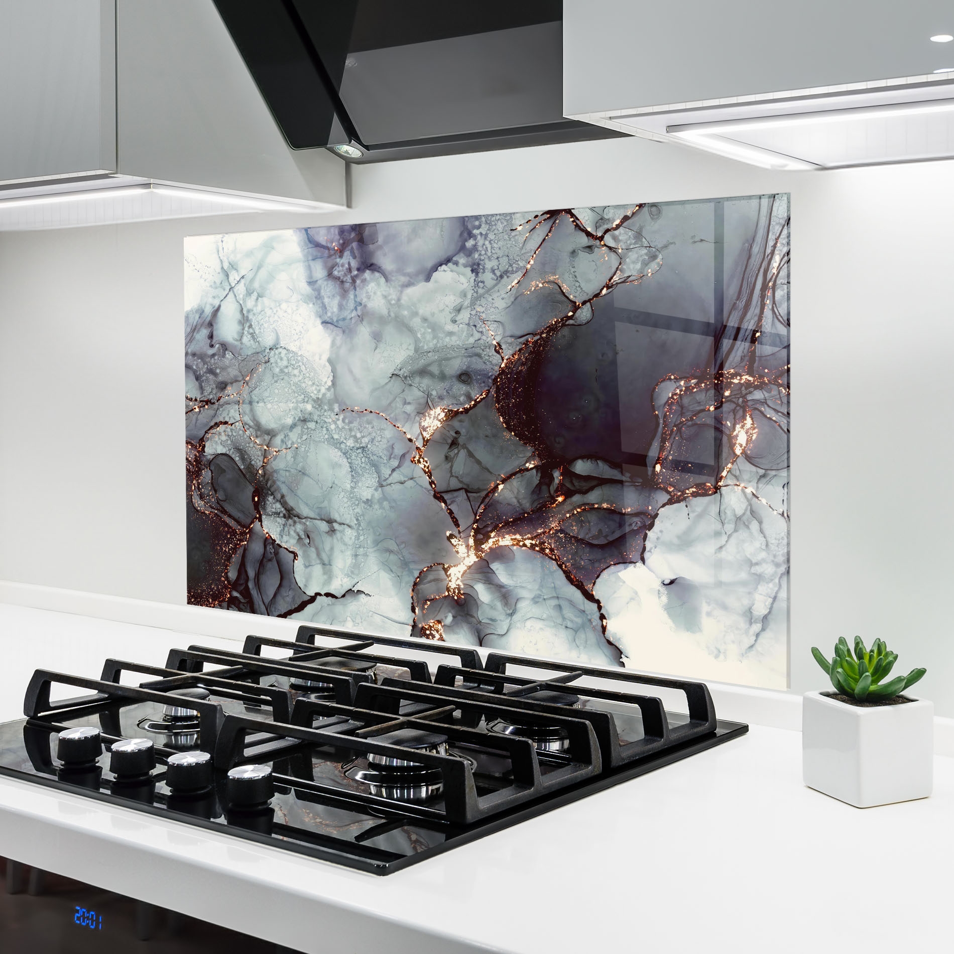 Konyhai Üveg Hátfal Abstract Gold Path