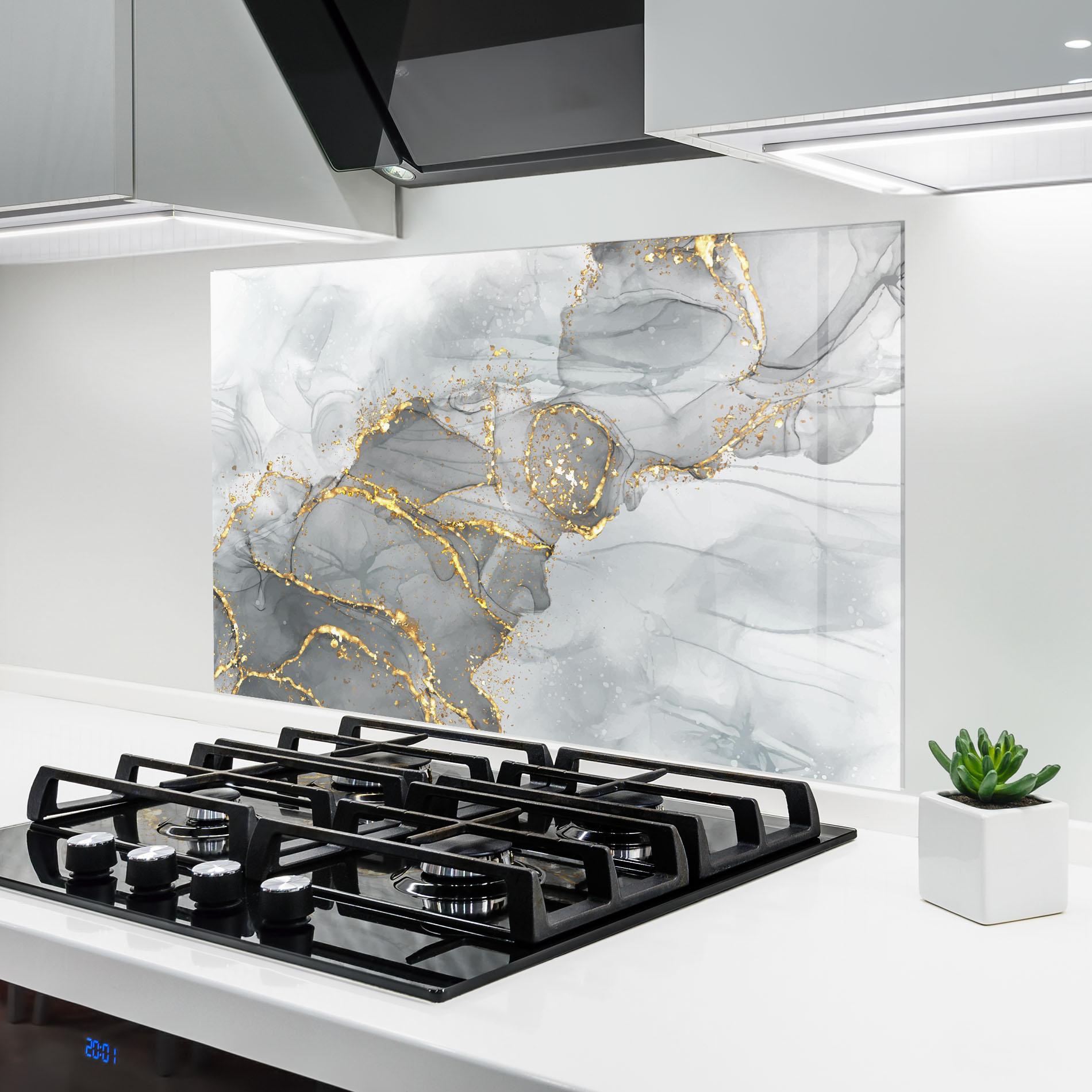 Konyhai üveg hátfal White Ink Marble mockup 6