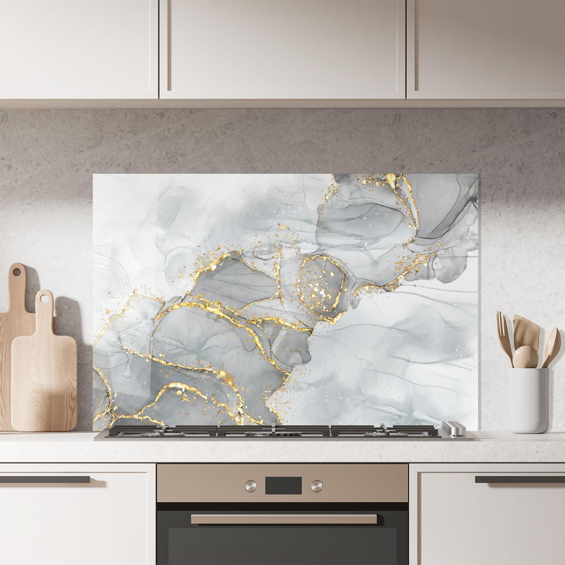 Konyhai üveg hátfal White Ink Marble mockup 7