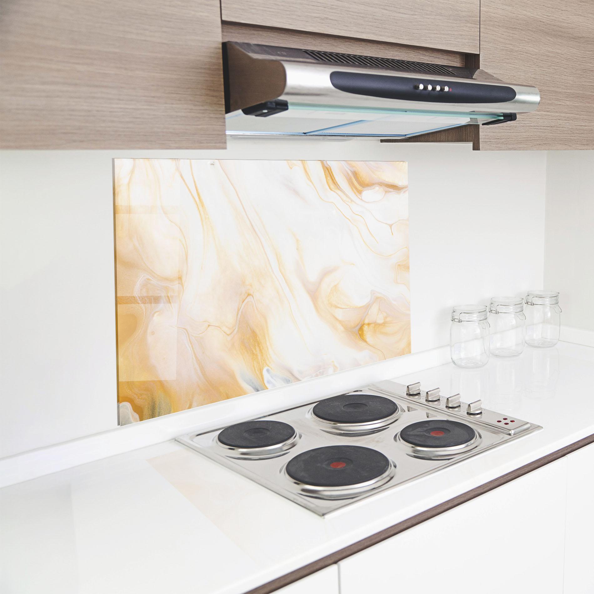 Konyhai üveg hátfal White Yellow Marble mockup 8