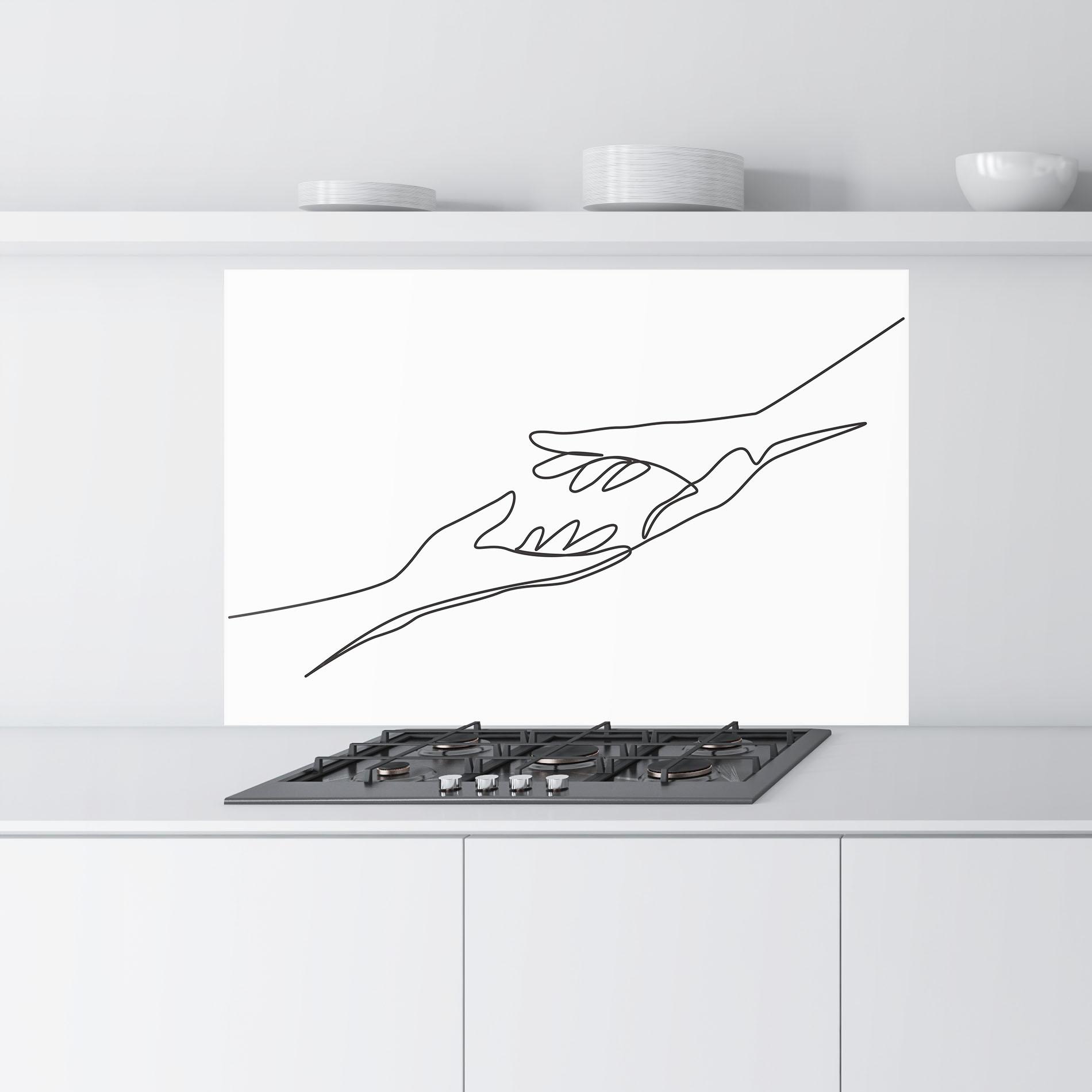 Konyhai üveg hátfal Hands Reaching mockup 9