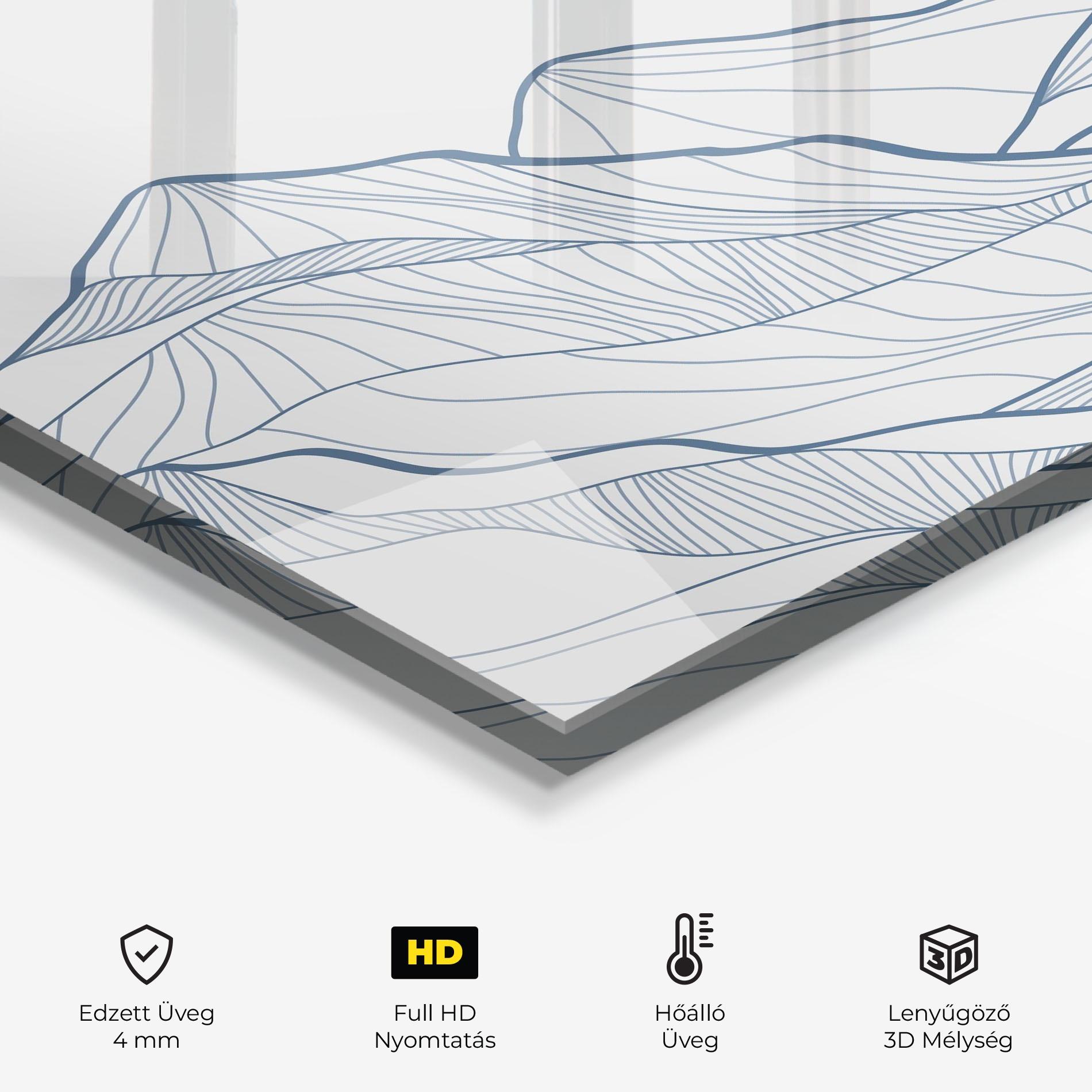 Konyhai üveg hátfal Mountain Blue Line mockup 2