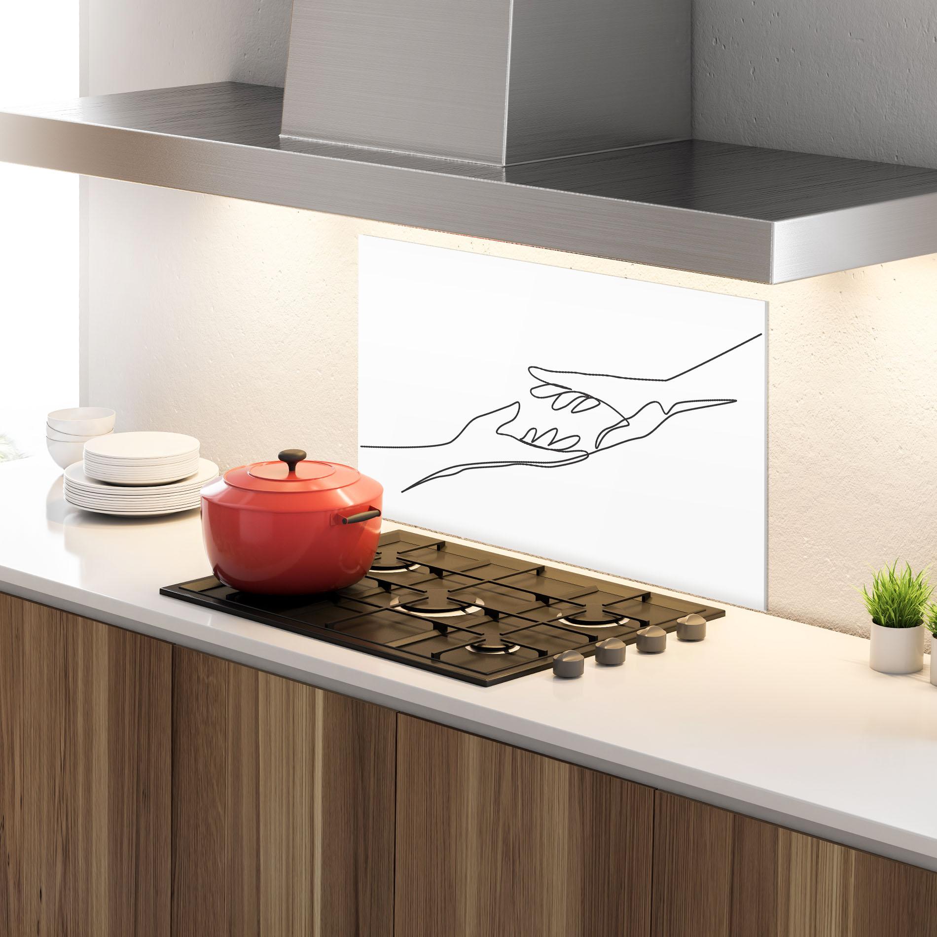 Konyhai üveg hátfal Hands Reaching mockup 4