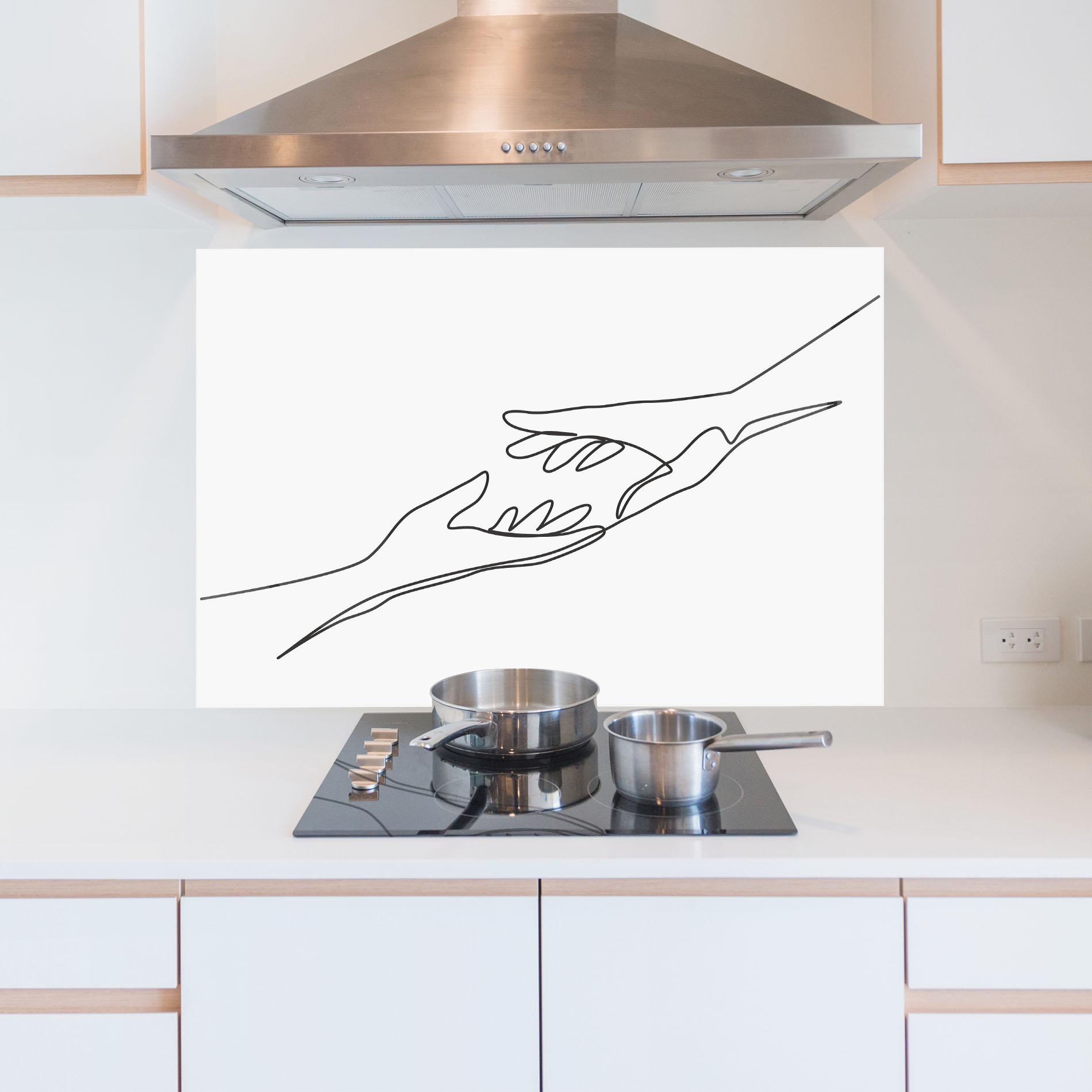 Konyhai üveg hátfal Hands Reaching mockup 5