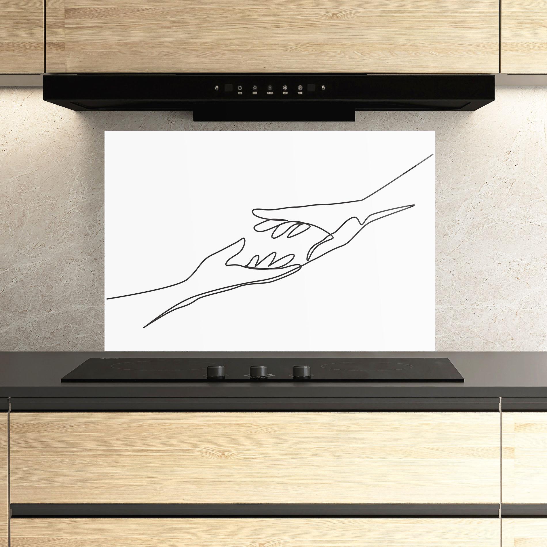 Konyhai üveg hátfal Hands Reaching mockup 3