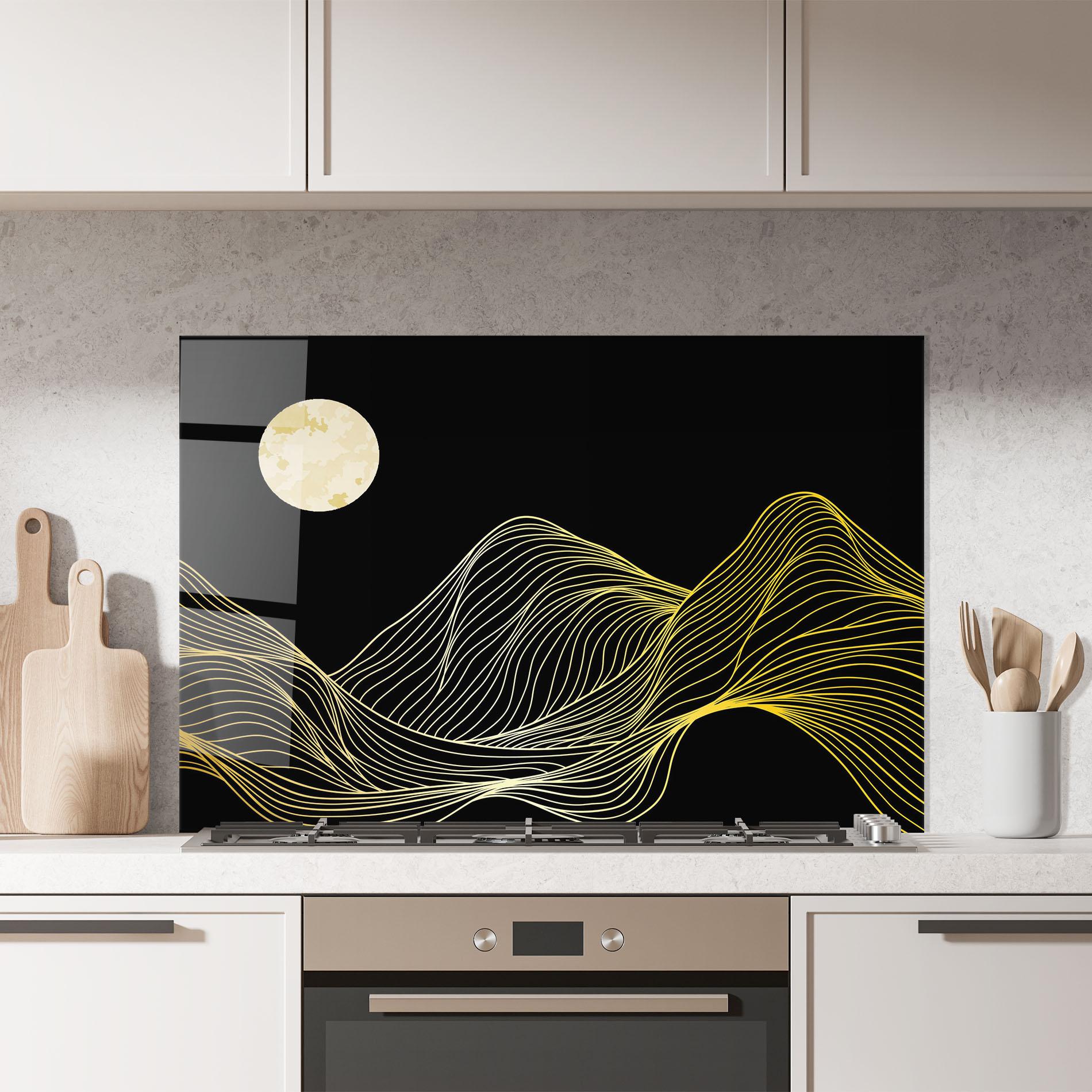 Konyhai üveg hátfal Gold Moon mockup 7