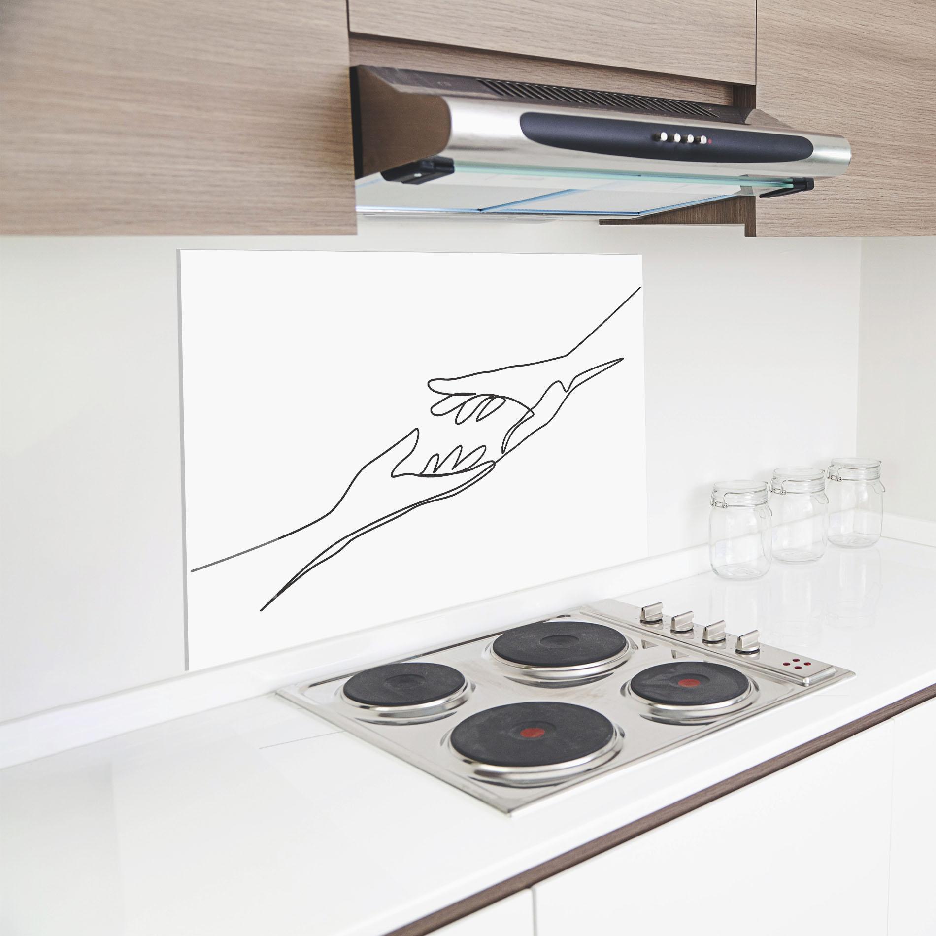 Konyhai üveg hátfal Hands Reaching mockup 8