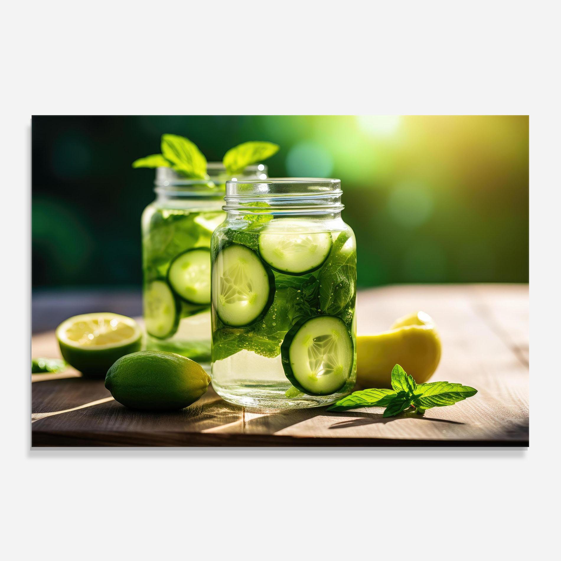 Konyhai üveg hátfal Cold Drink Cucumber mockup 0