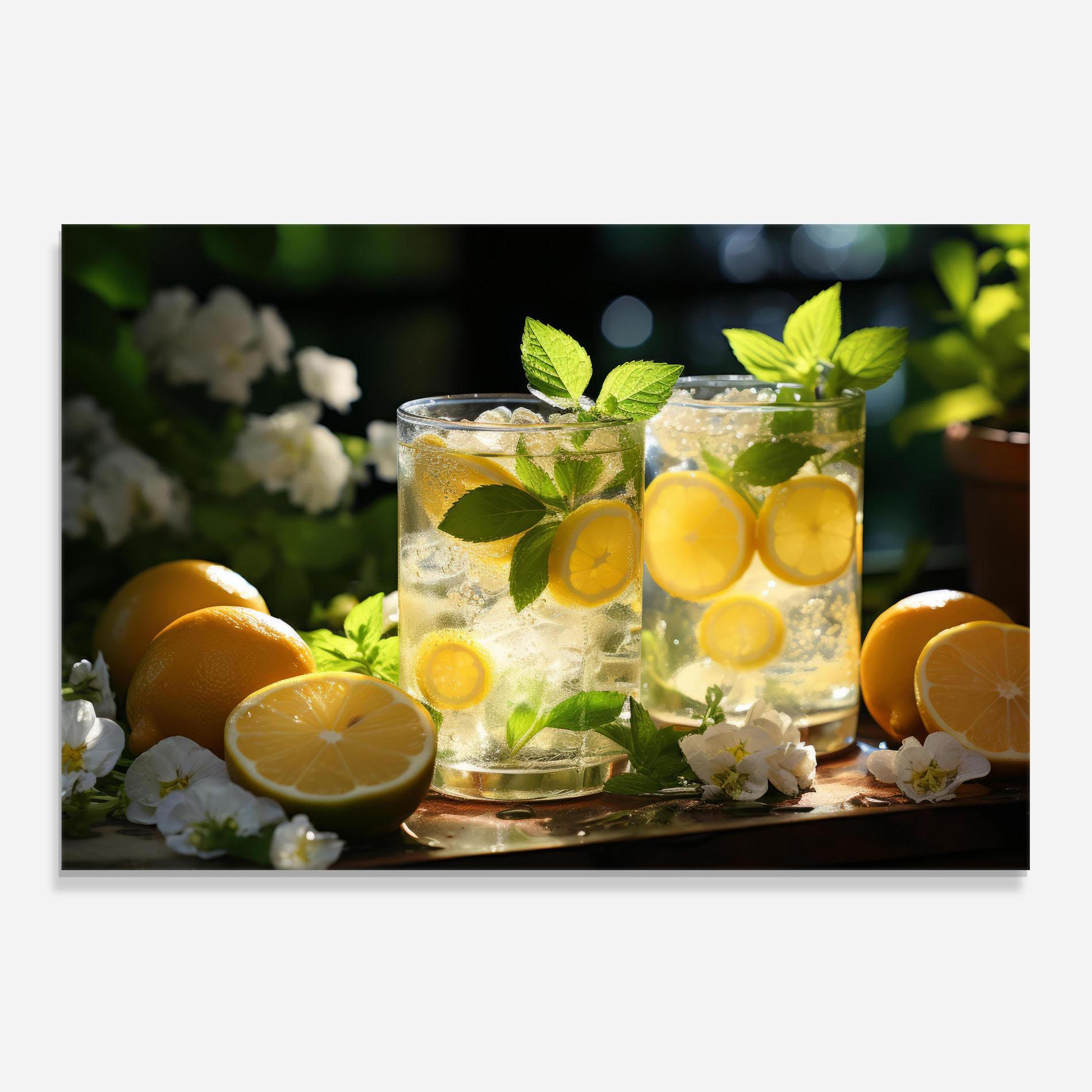 Konyhai üveg hátfal White Flowers Lemonade mockup 0