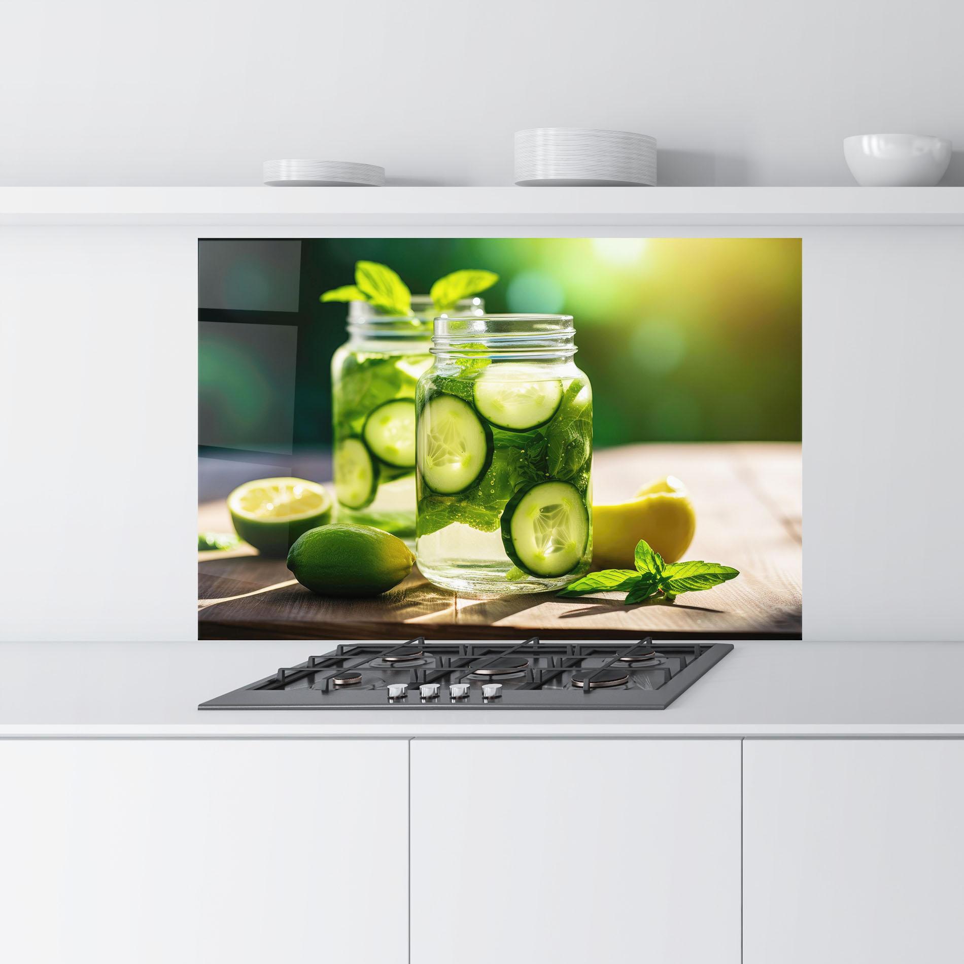 Konyhai üveg hátfal Cold Drink Cucumber mockup 9