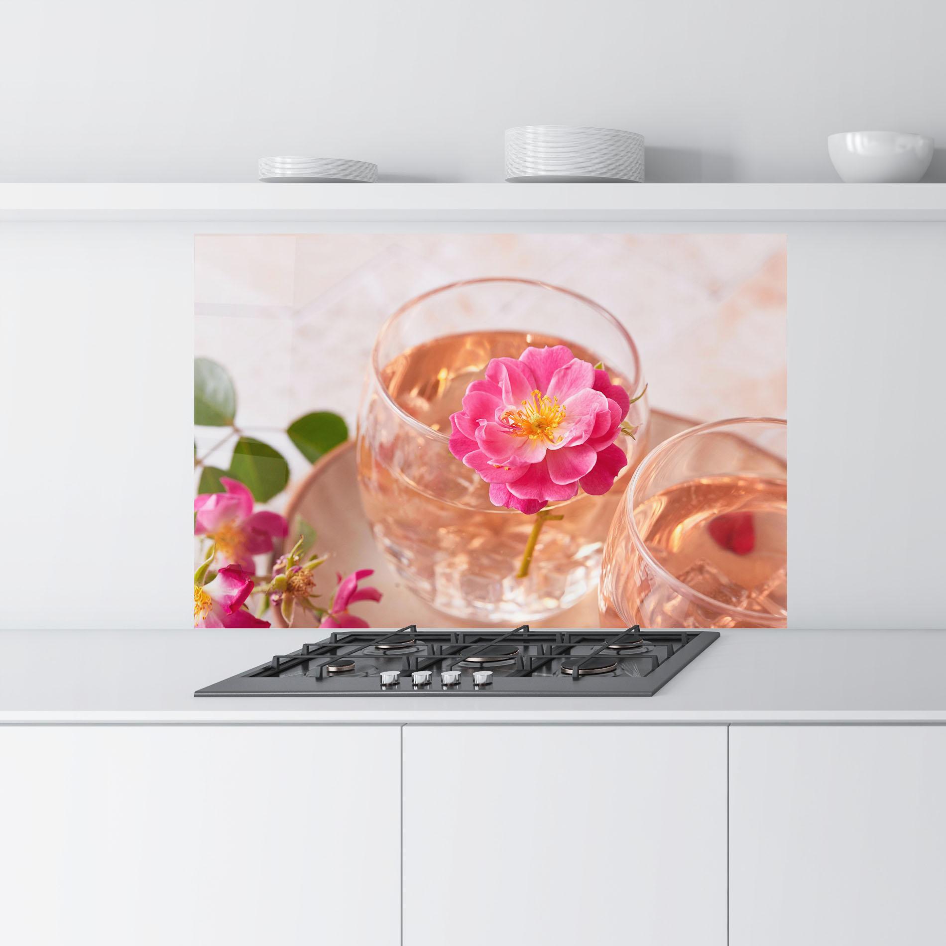 Konyhai üveg hátfal Flower Drink mockup 9