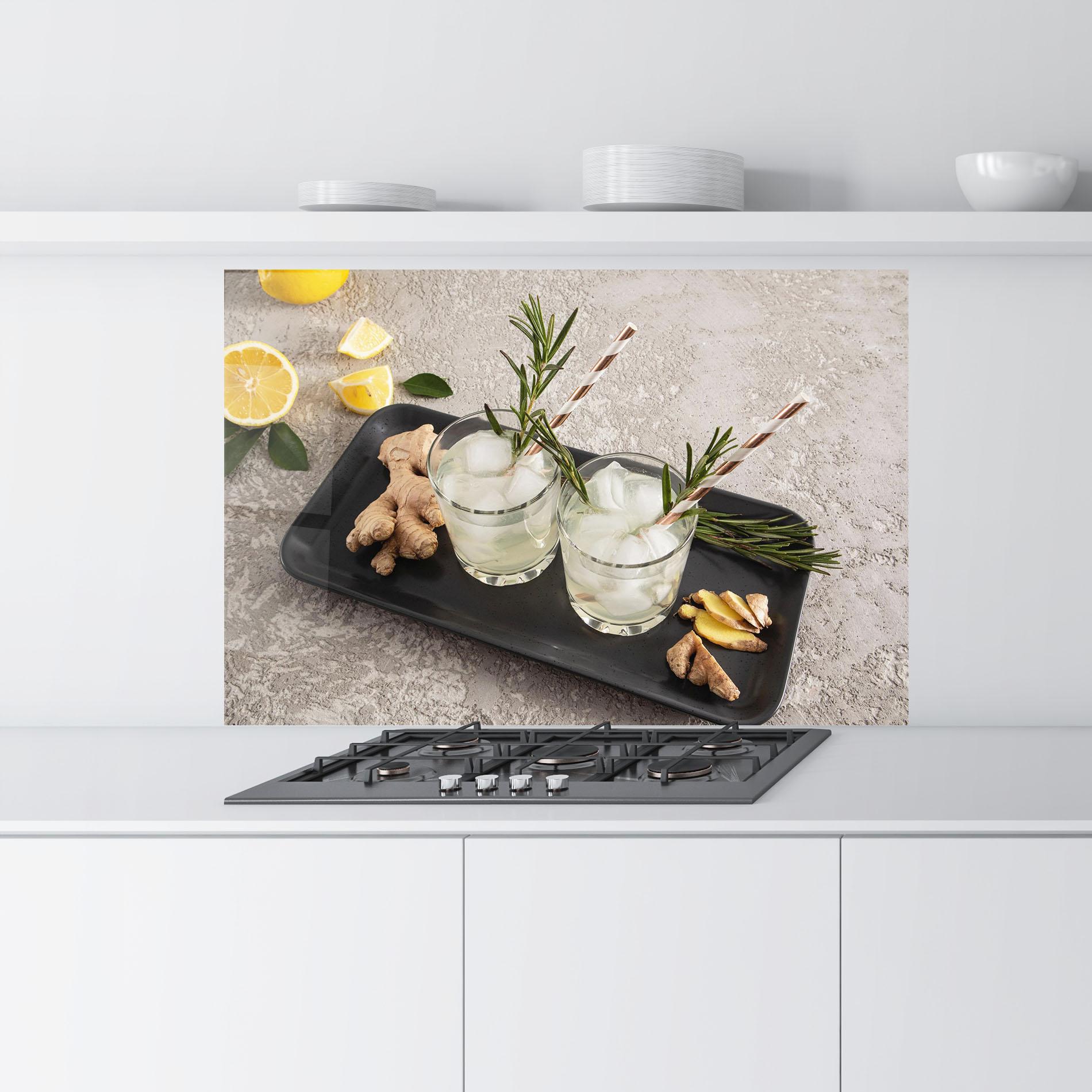 Konyhai üveg hátfal Ginger Lemonade Drink mockup 9