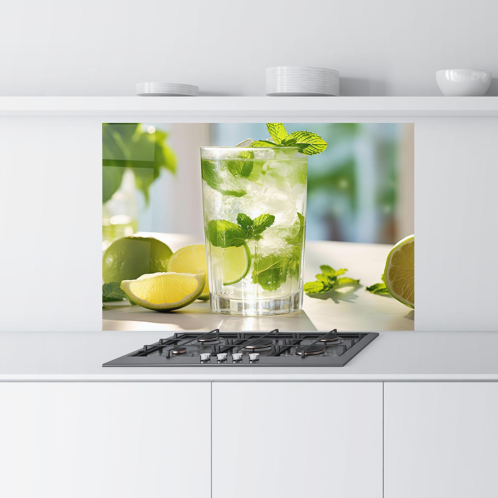 Konyhai üveg hátfal Lime Mint Glass mockup 9