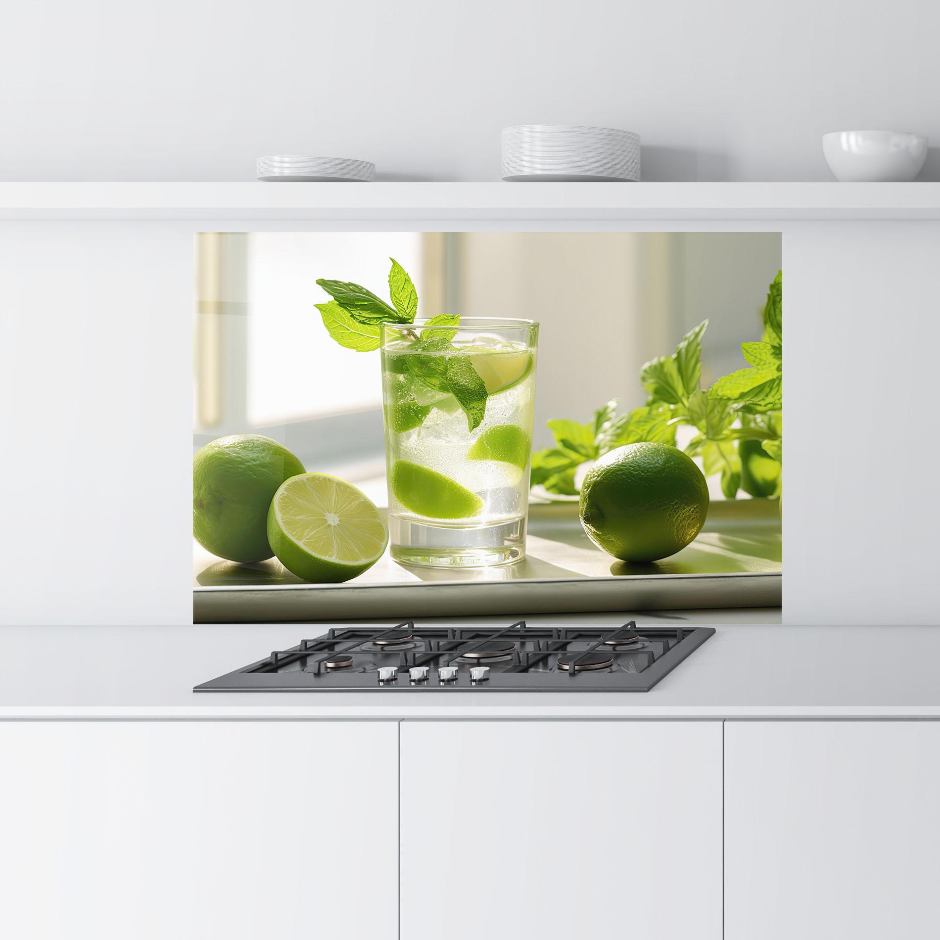 Konyhai üveg hátfal Mint Lime Glass mockup 9