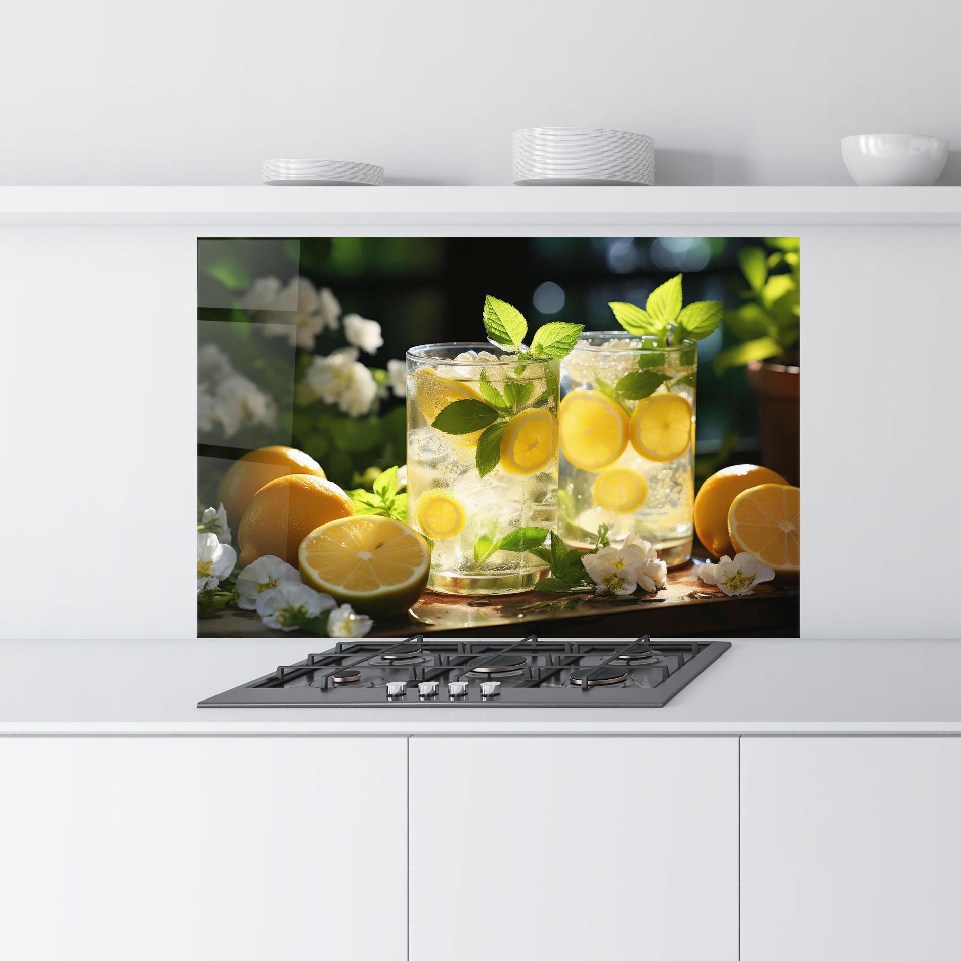 Konyhai üveg hátfal White Flowers Lemonade mockup 9