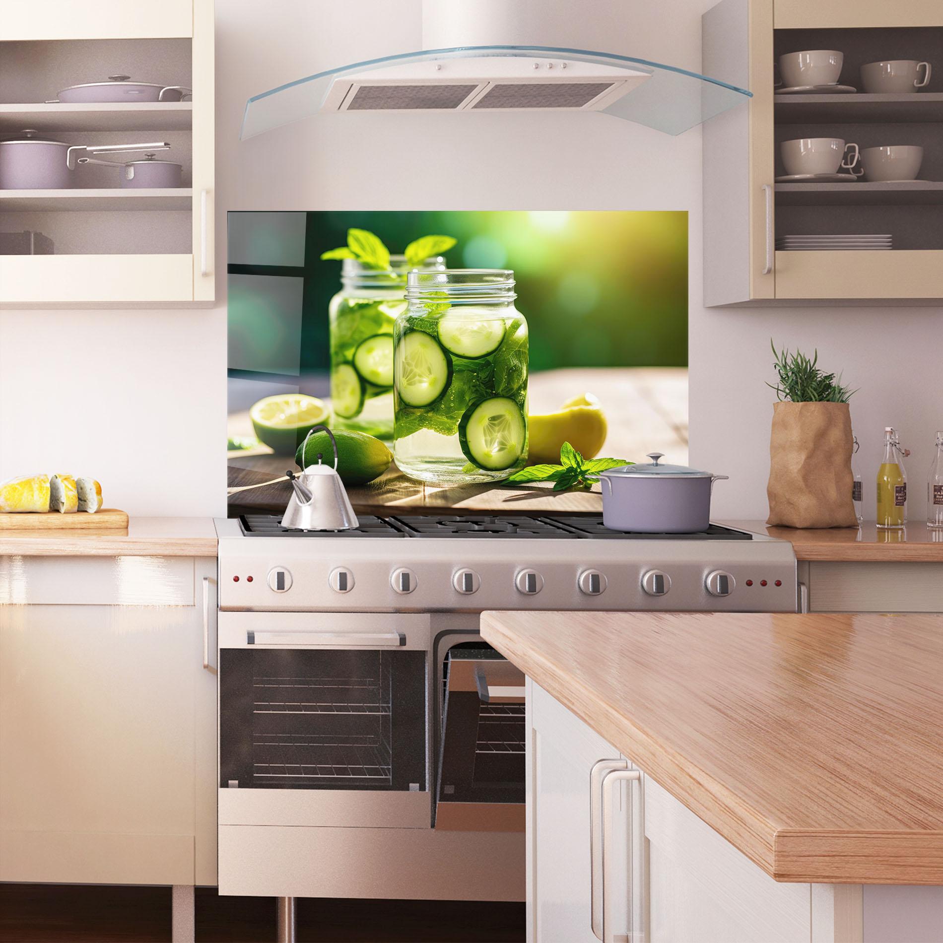 Konyhai üveg hátfal Cold Drink Cucumber mockup 1