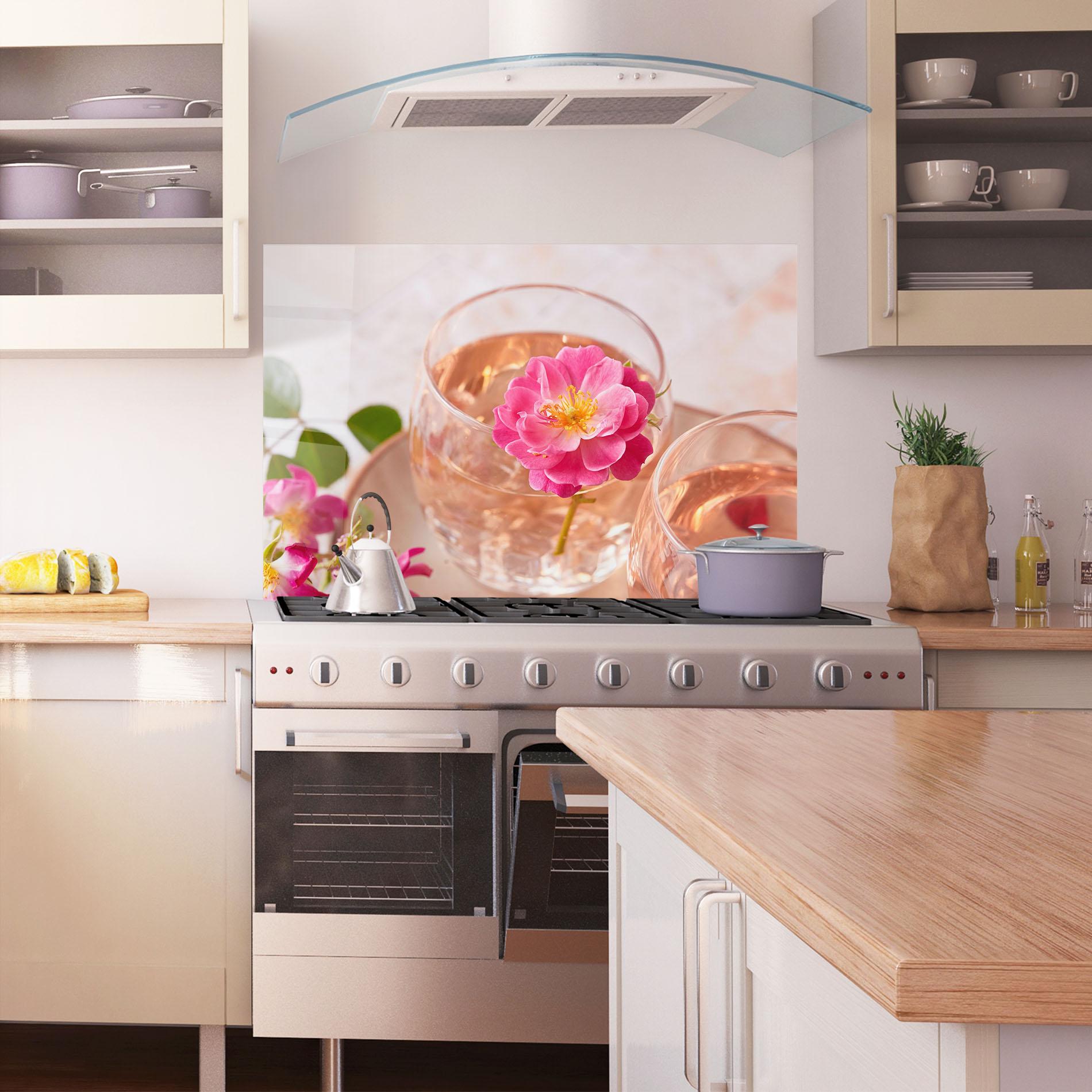 Konyhai üveg hátfal Flower Drink mockup 1