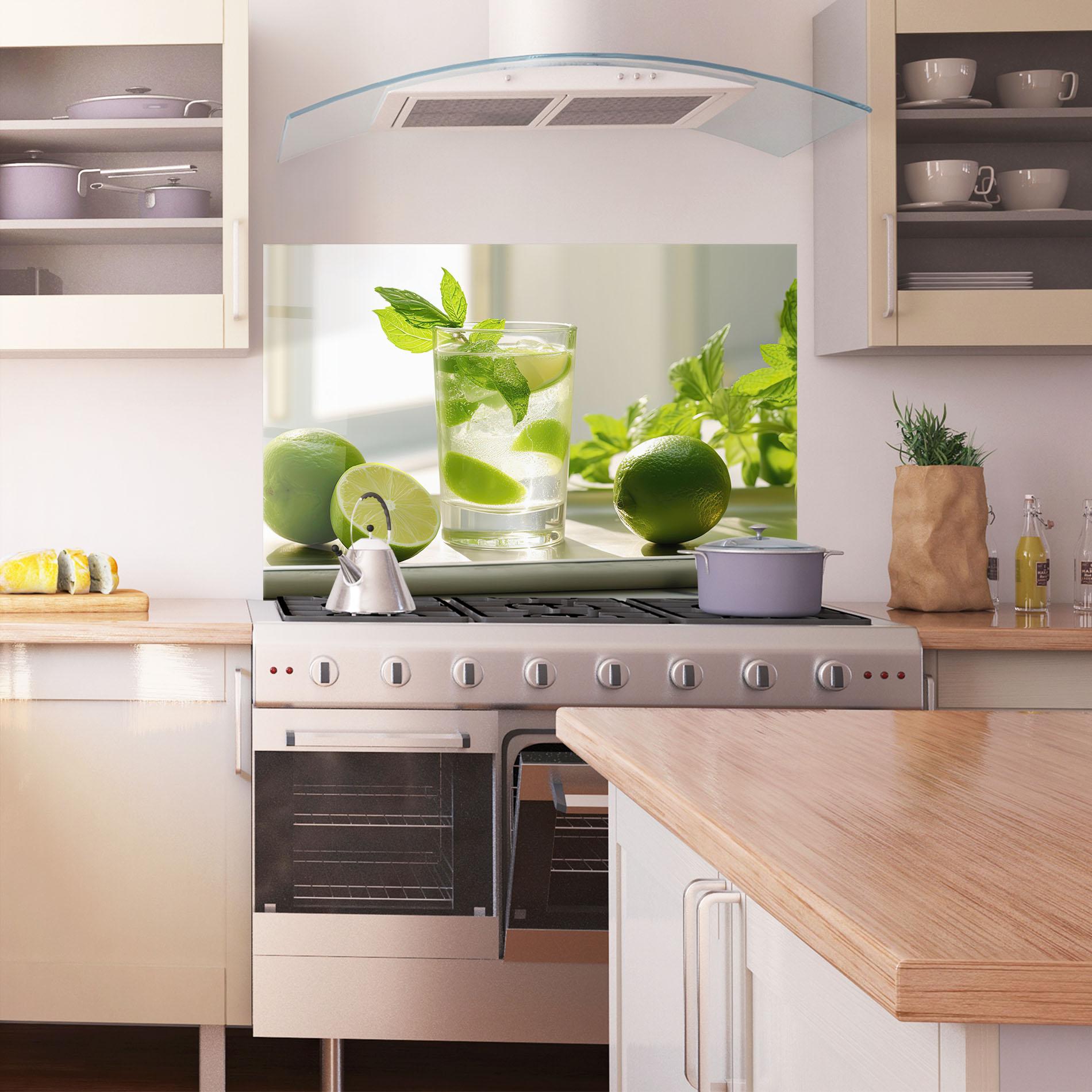 Konyhai üveg hátfal Mint Lime Glass mockup 1