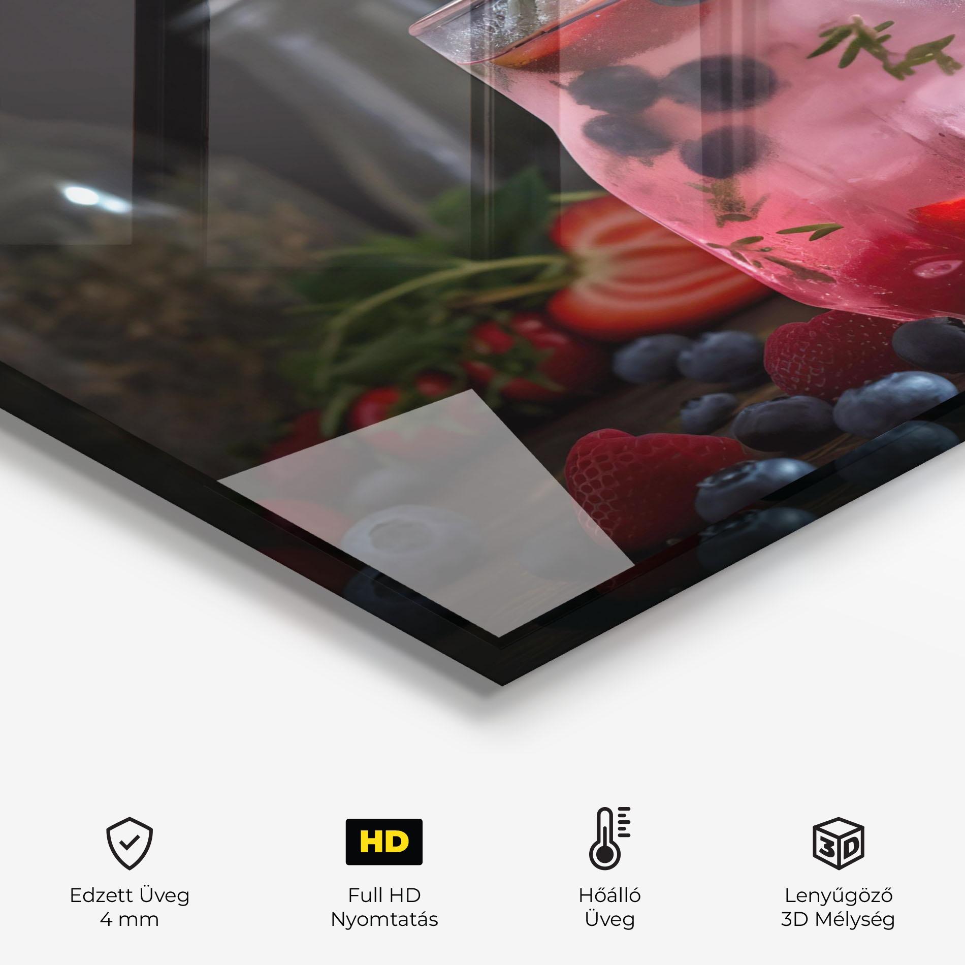 Konyhai üveg hátfal Berry Ice Drink mockup 2