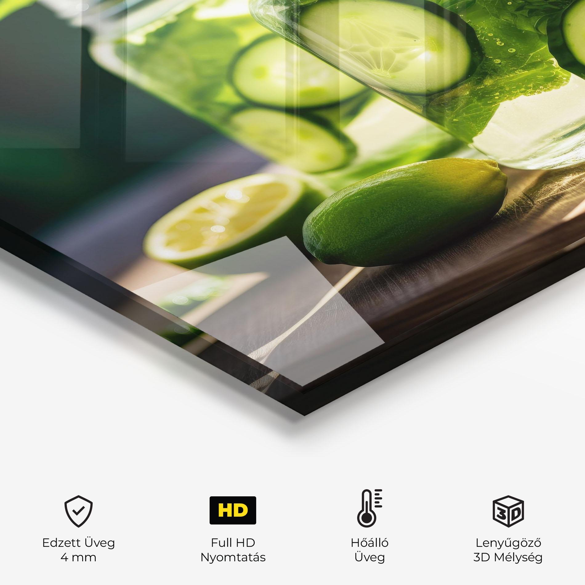 Konyhai üveg hátfal Cold Drink Cucumber mockup 2