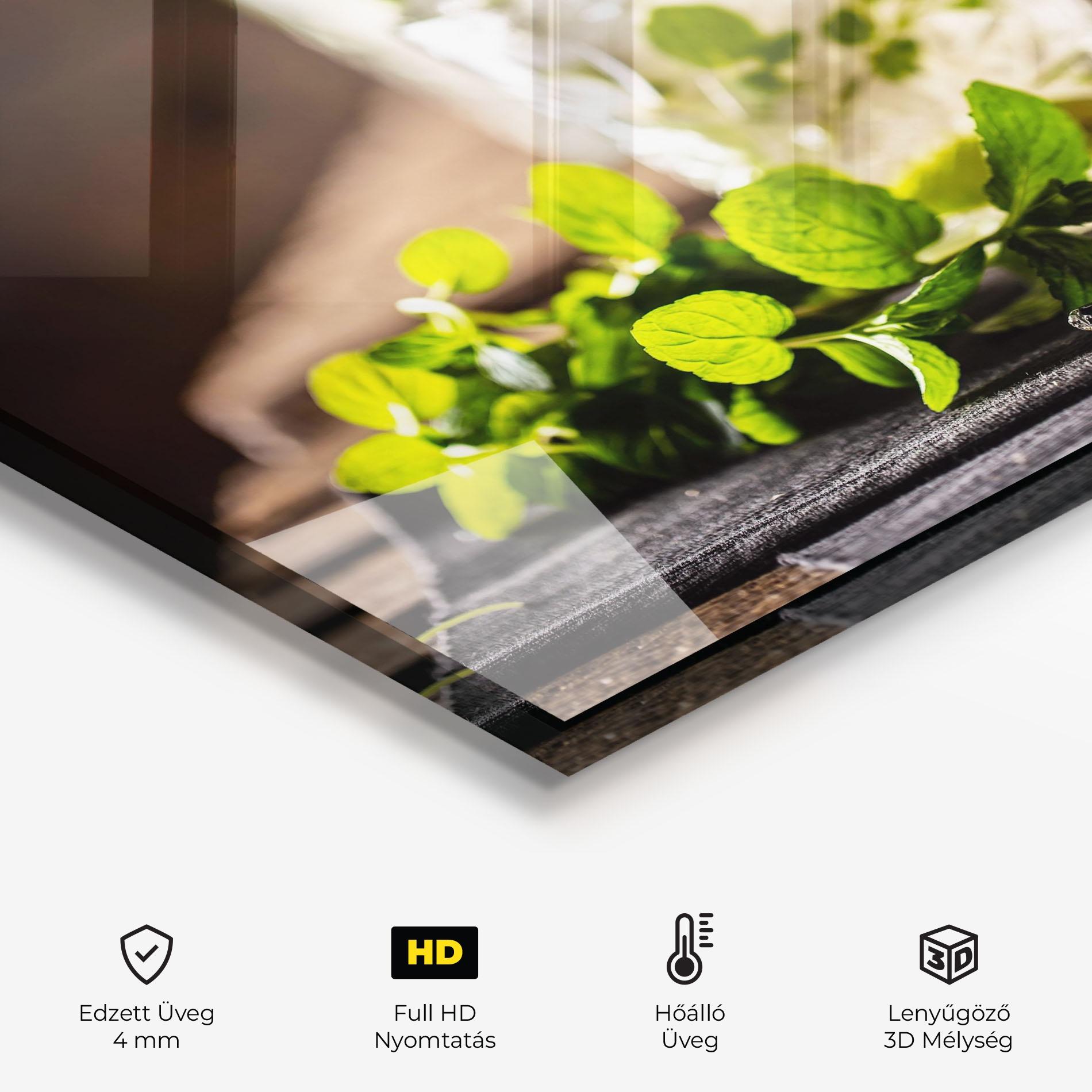 Konyhai üveg hátfal Fresh Mint Lime mockup 2