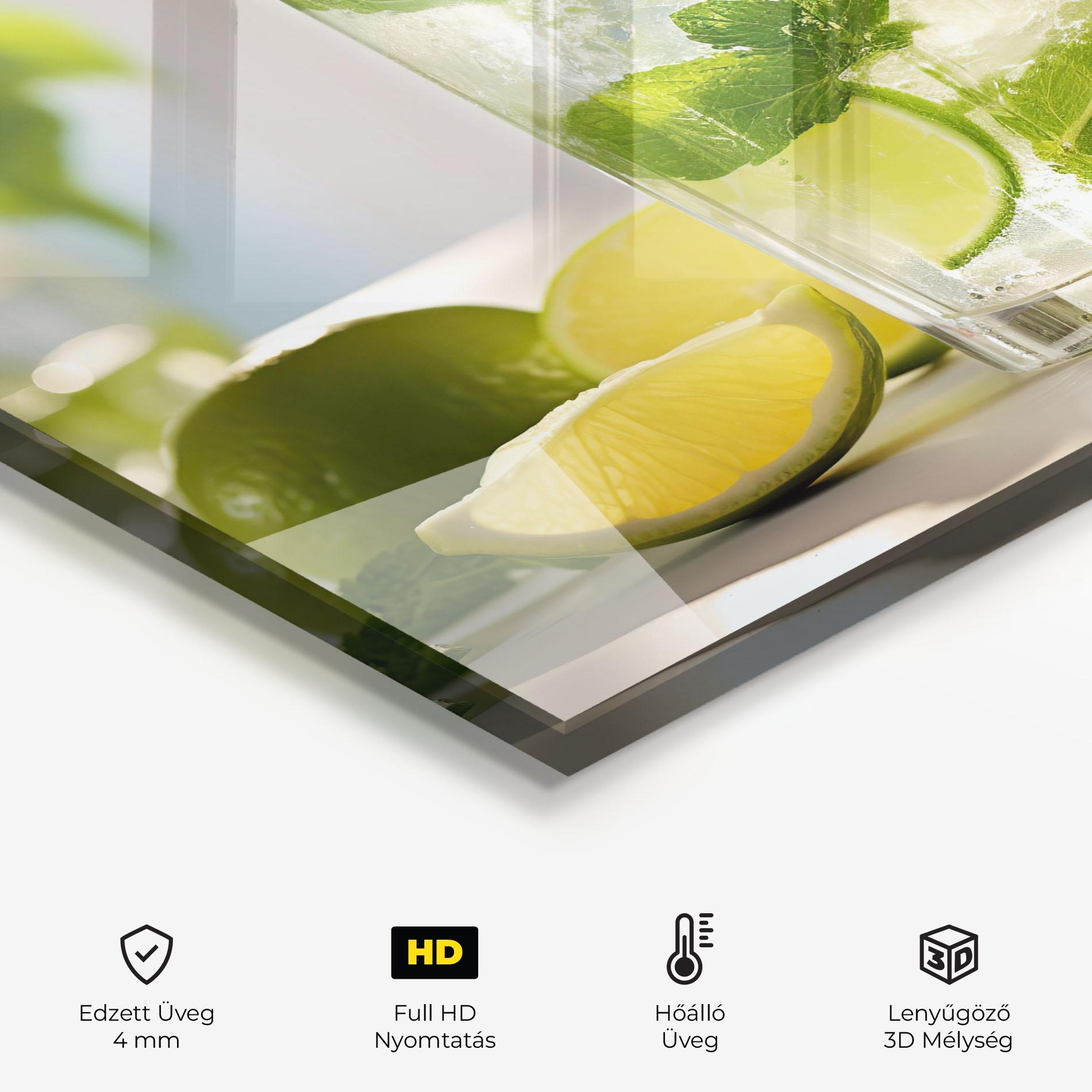 Konyhai üveg hátfal Lime Mint Glass mockup 2