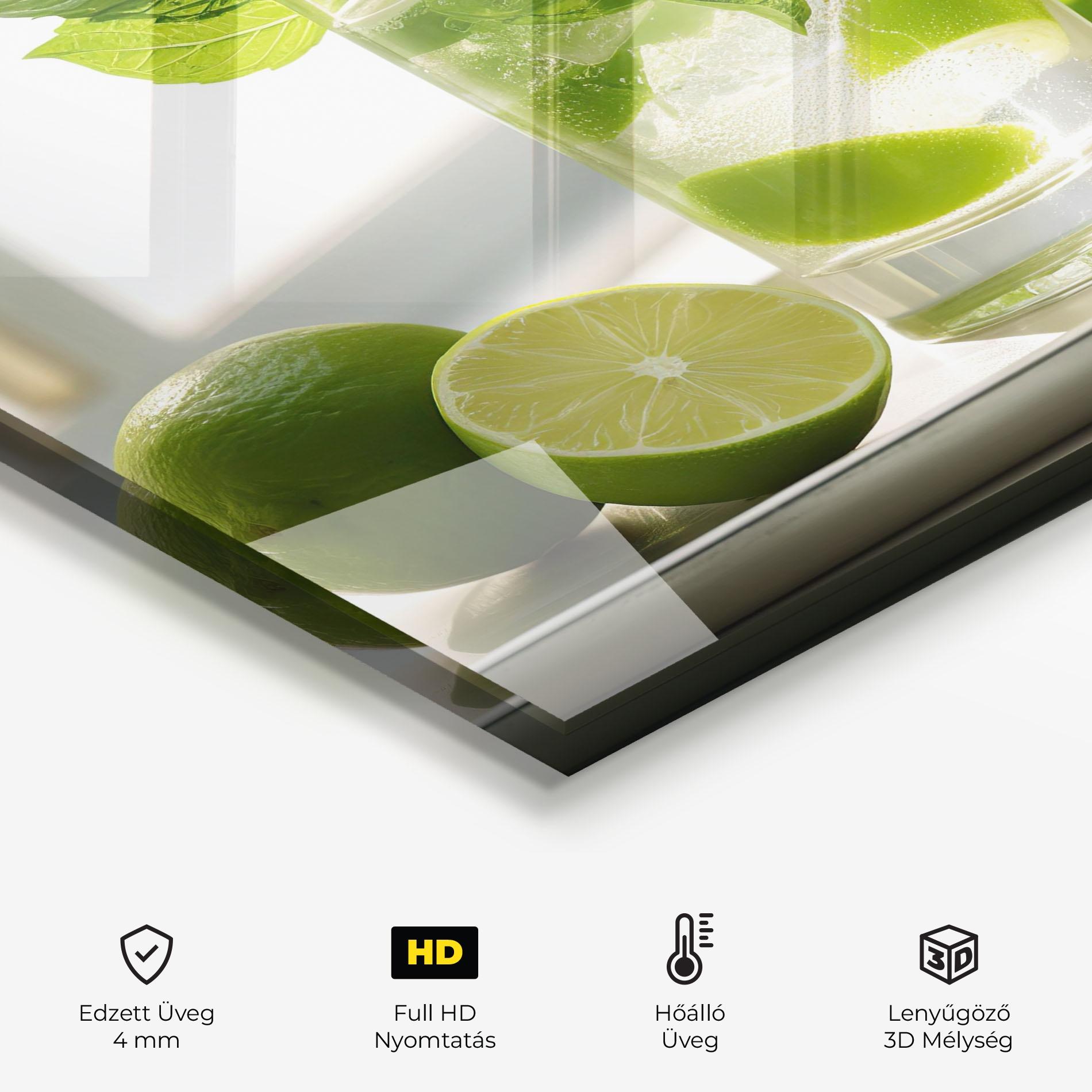 Konyhai üveg hátfal Mint Lime Glass mockup 2