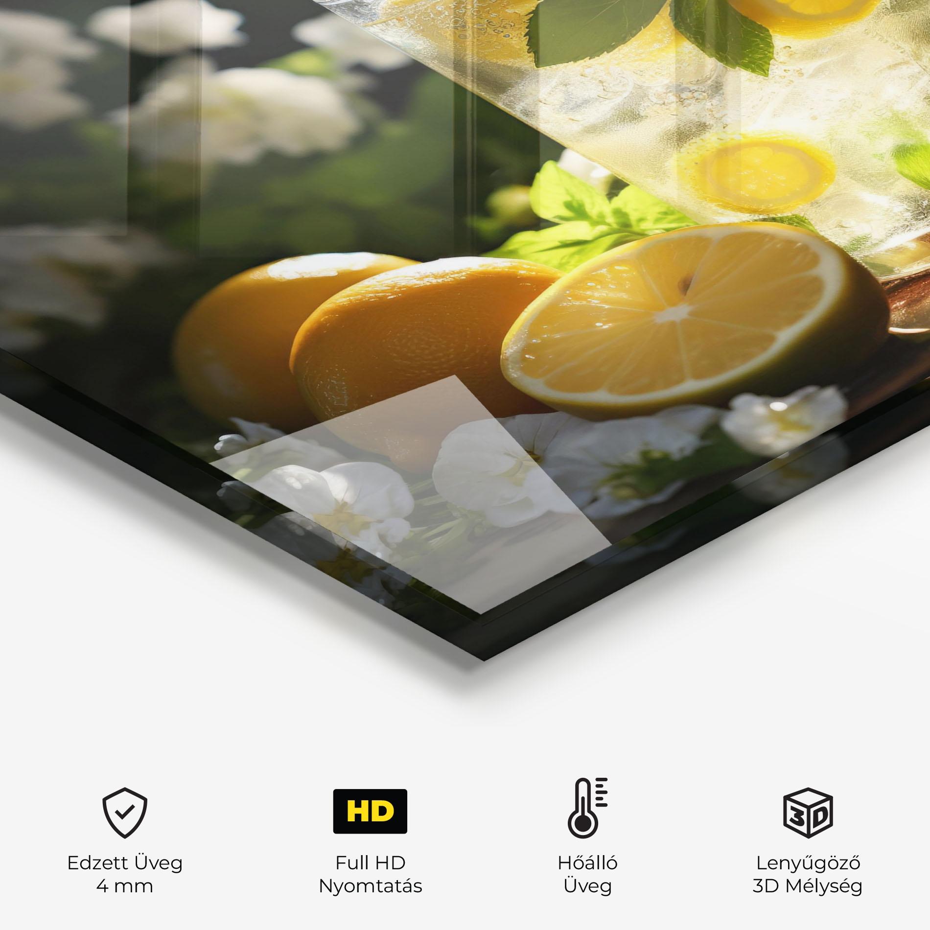 Konyhai üveg hátfal White Flowers Lemonade mockup 2