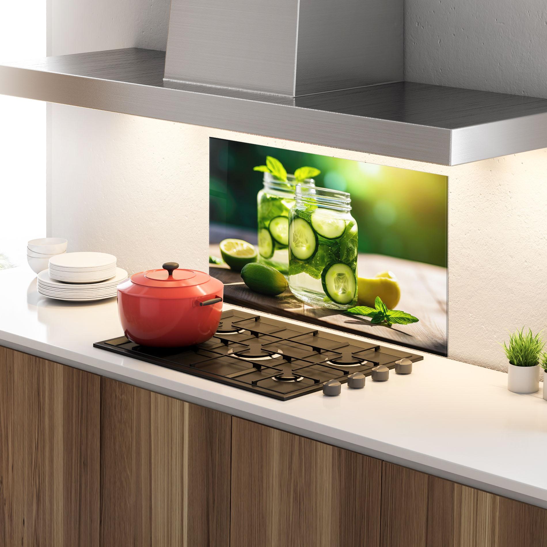Konyhai üveg hátfal Cold Drink Cucumber mockup 4