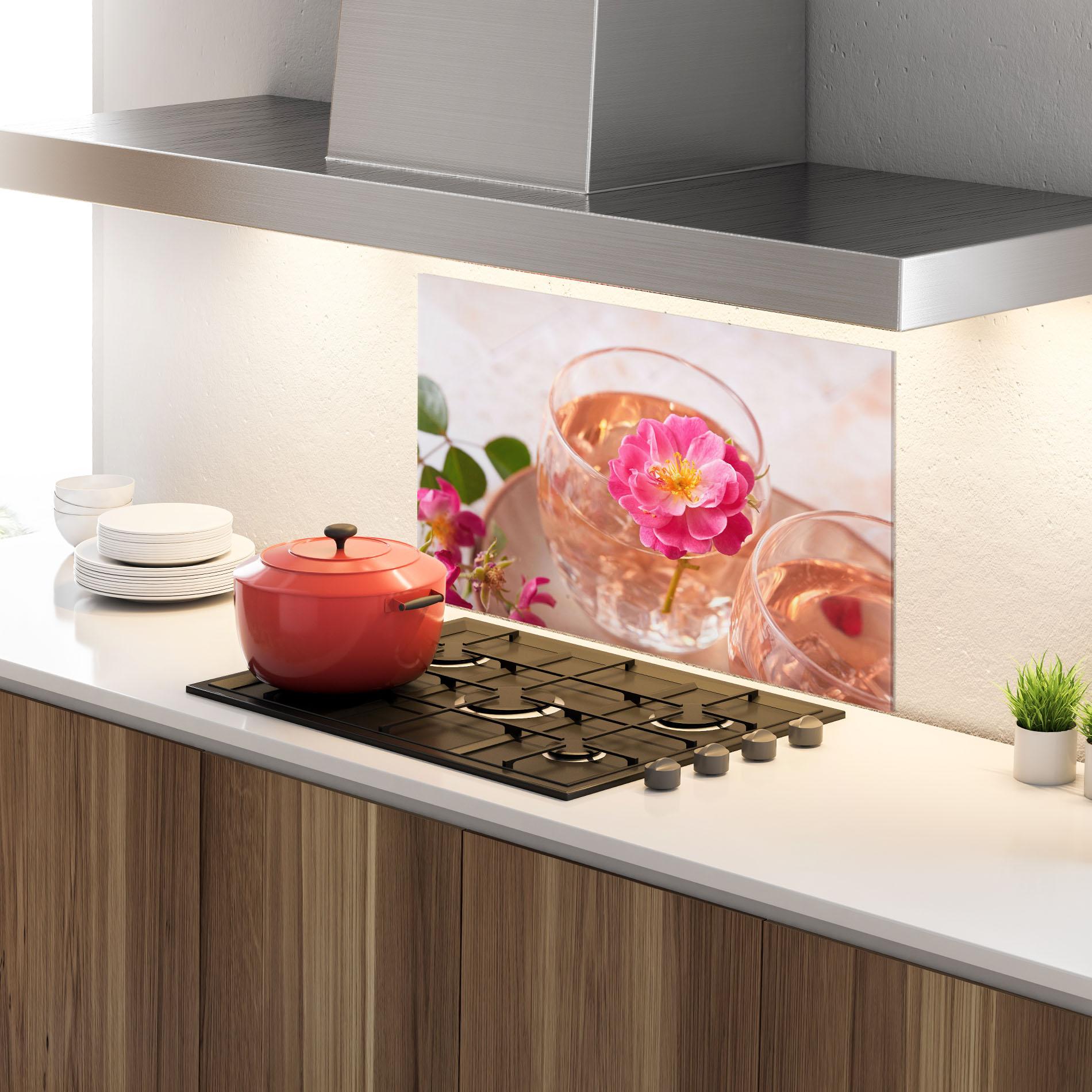 Konyhai üveg hátfal Flower Drink mockup 4