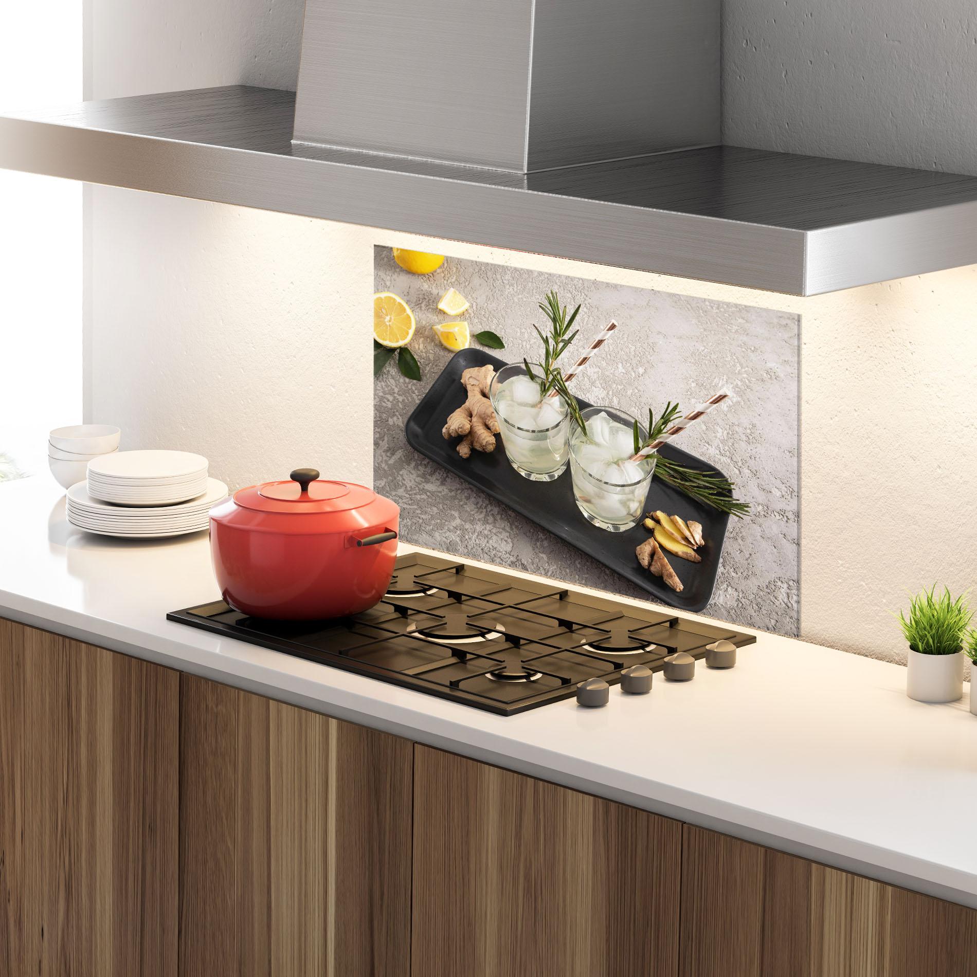 Konyhai üveg hátfal Ginger Lemonade Drink mockup 4