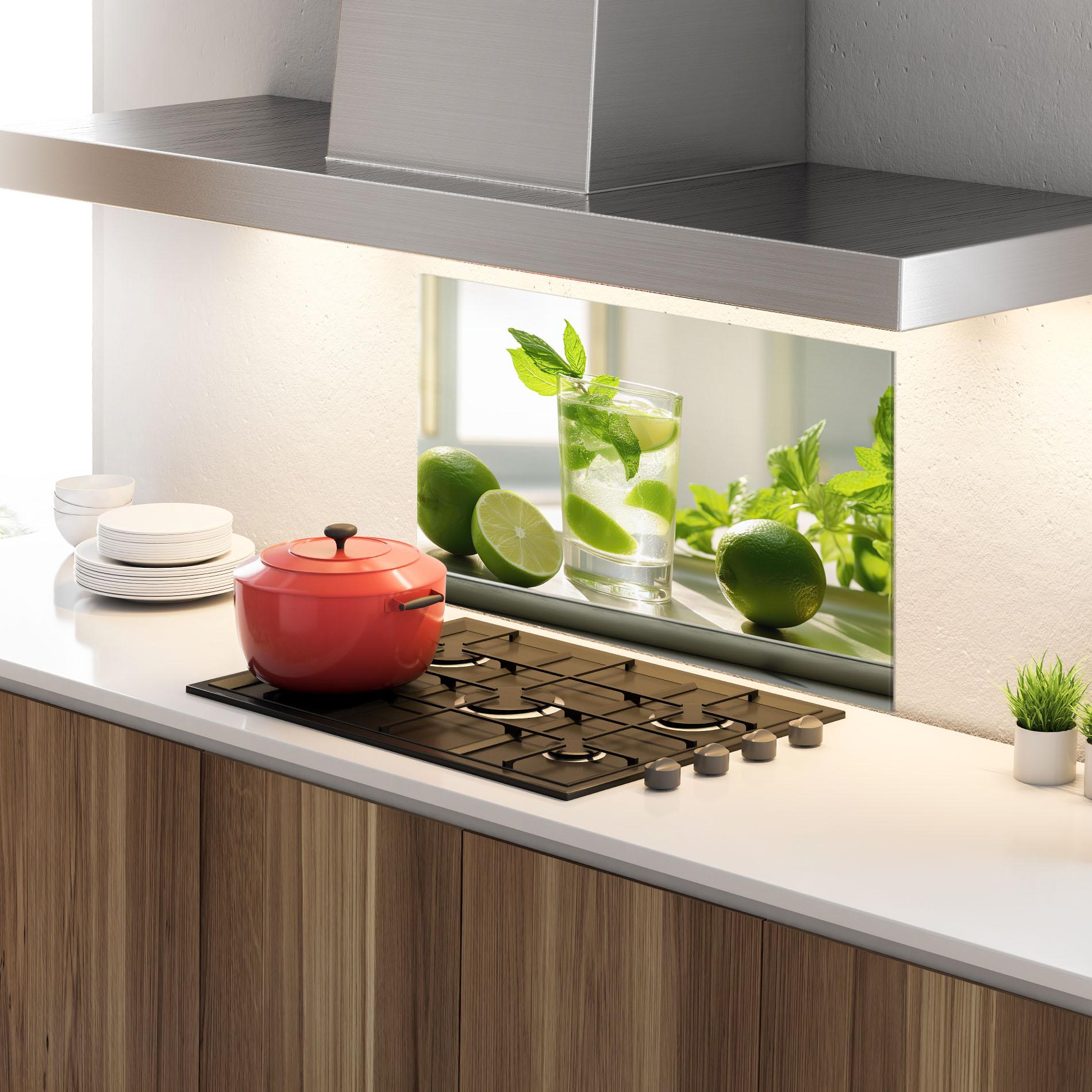 Konyhai üveg hátfal Mint Lime Glass mockup 4