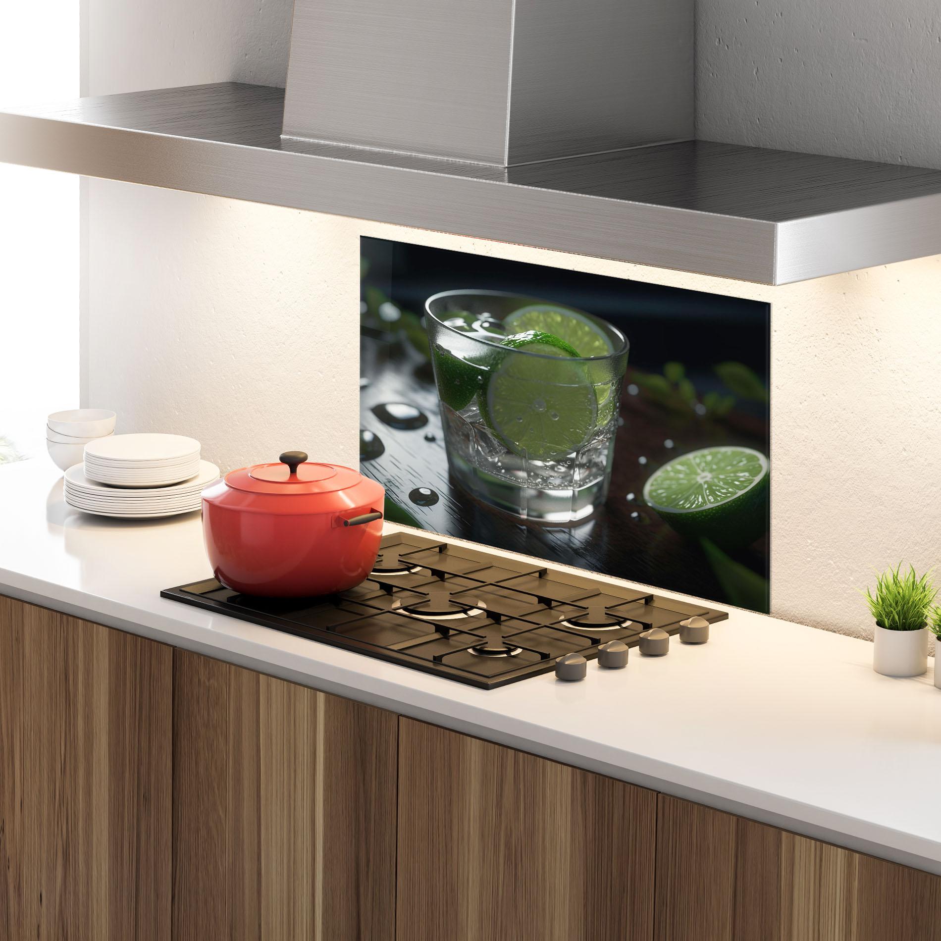 Konyhai üveg hátfal Mojito Cocktail mockup 4