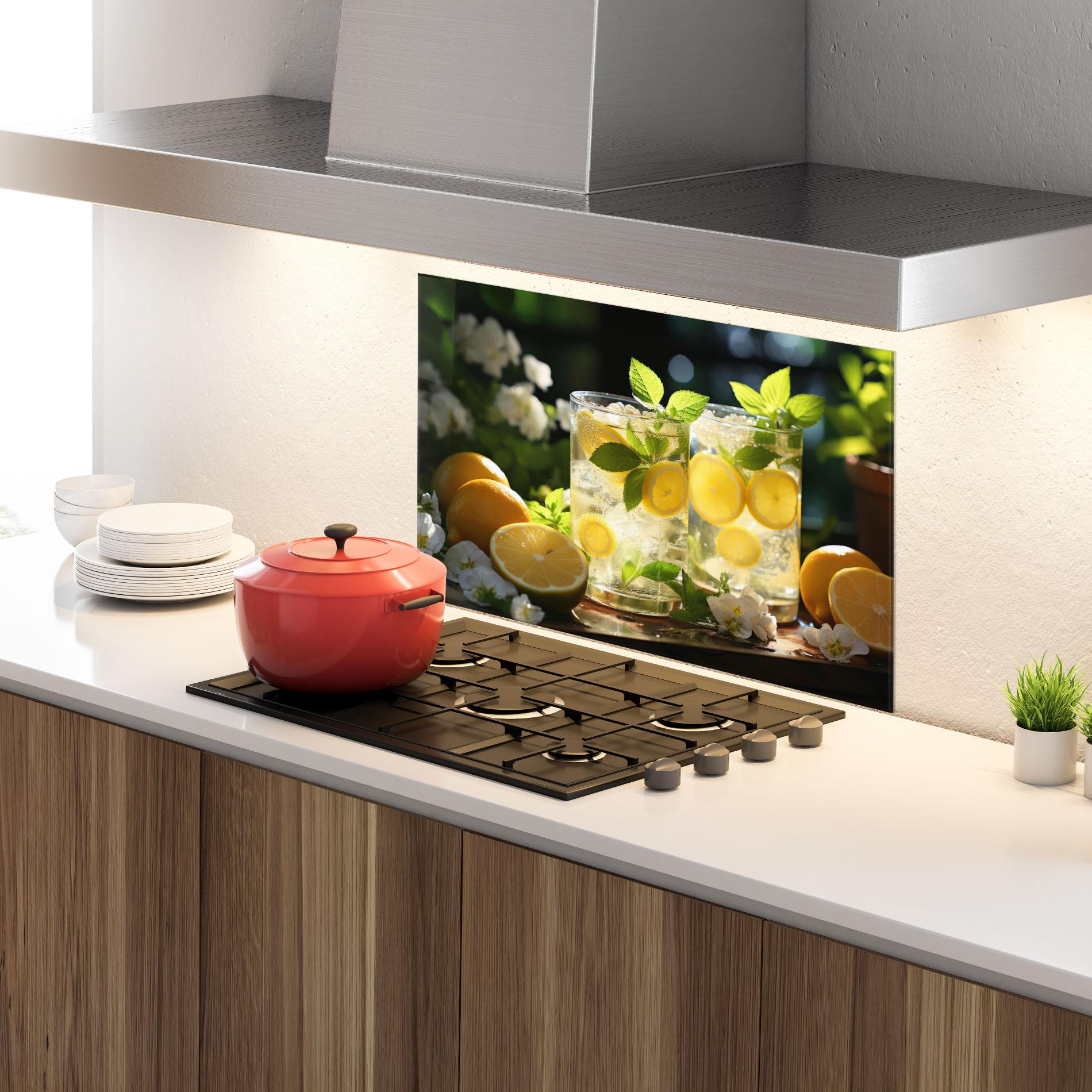 Konyhai üveg hátfal White Flowers Lemonade mockup 4