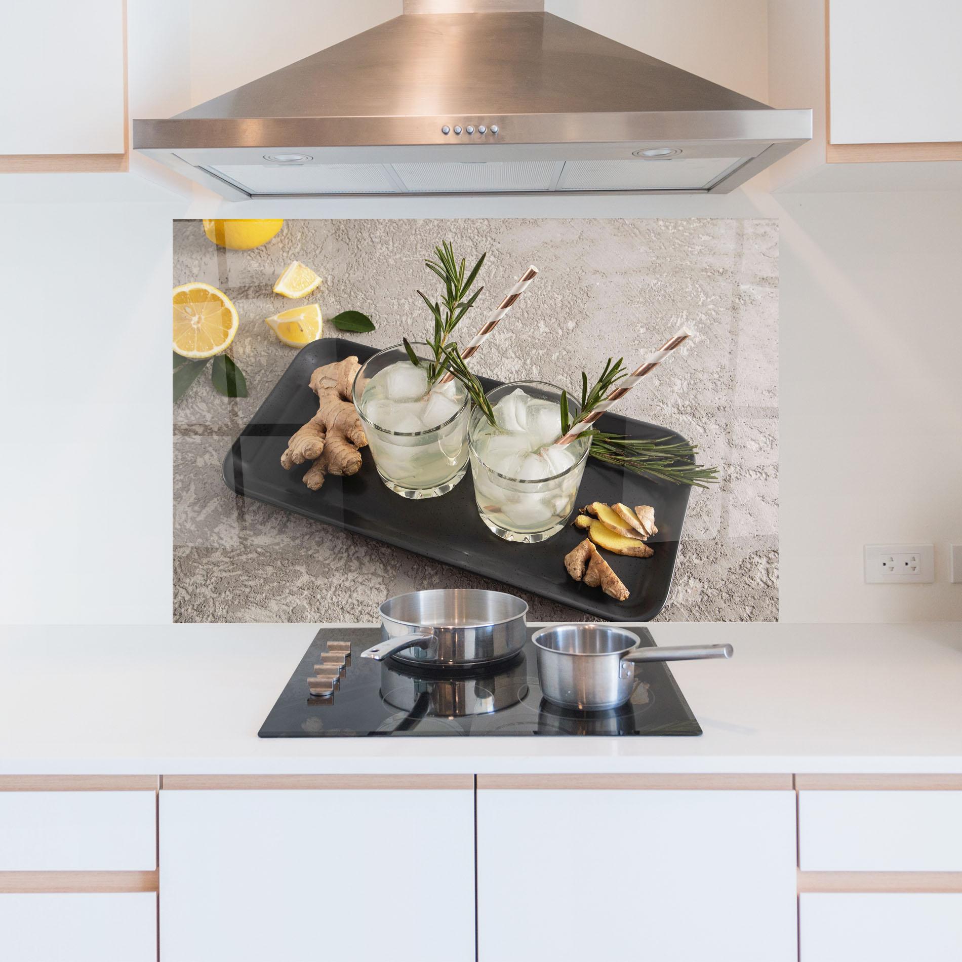 Konyhai üveg hátfal Ginger Lemonade Drink mockup 5