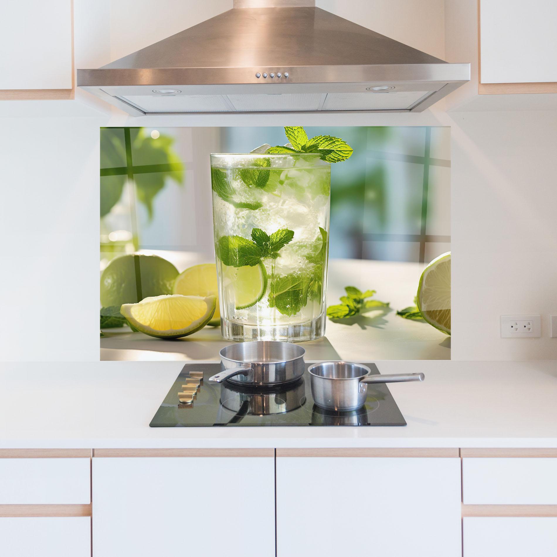 Konyhai üveg hátfal Lime Mint Glass mockup 5