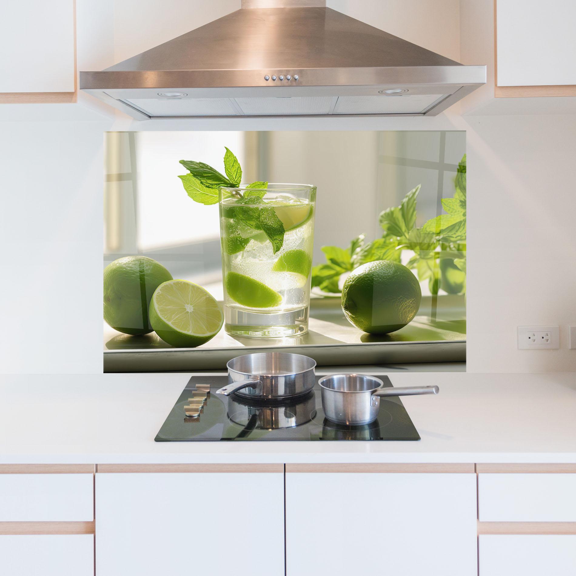 Konyhai üveg hátfal Mint Lime Glass mockup 5