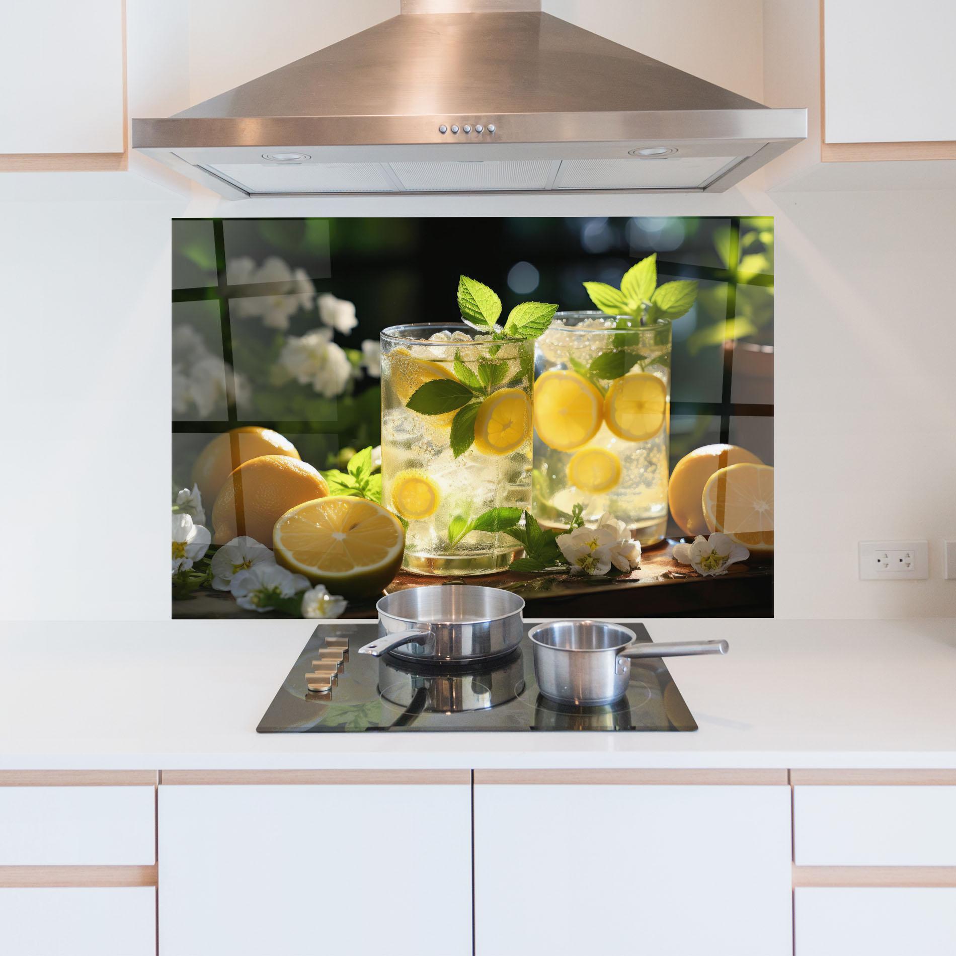 Konyhai üveg hátfal White Flowers Lemonade mockup 5