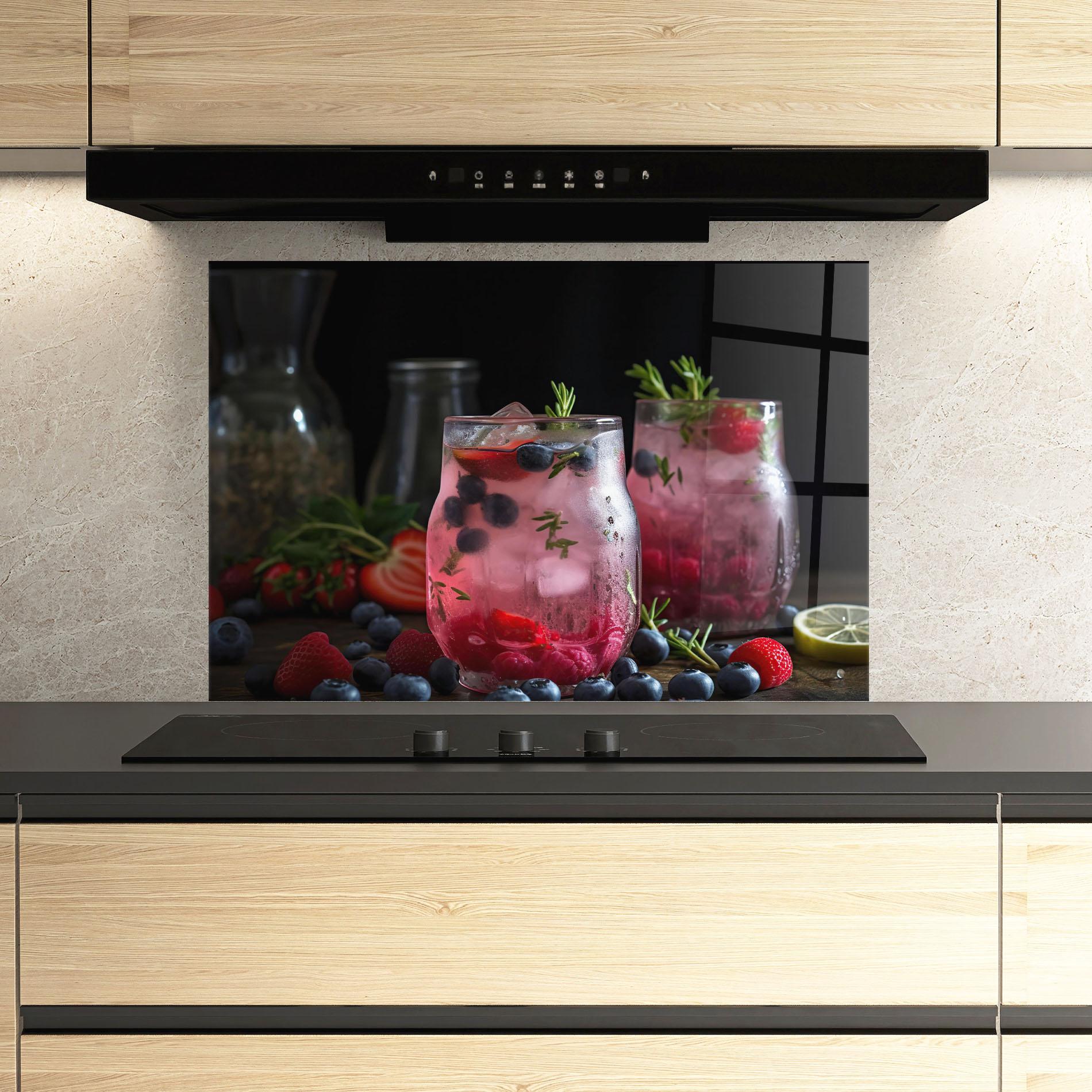 Konyhai üveg hátfal Berry Ice Drink mockup 3