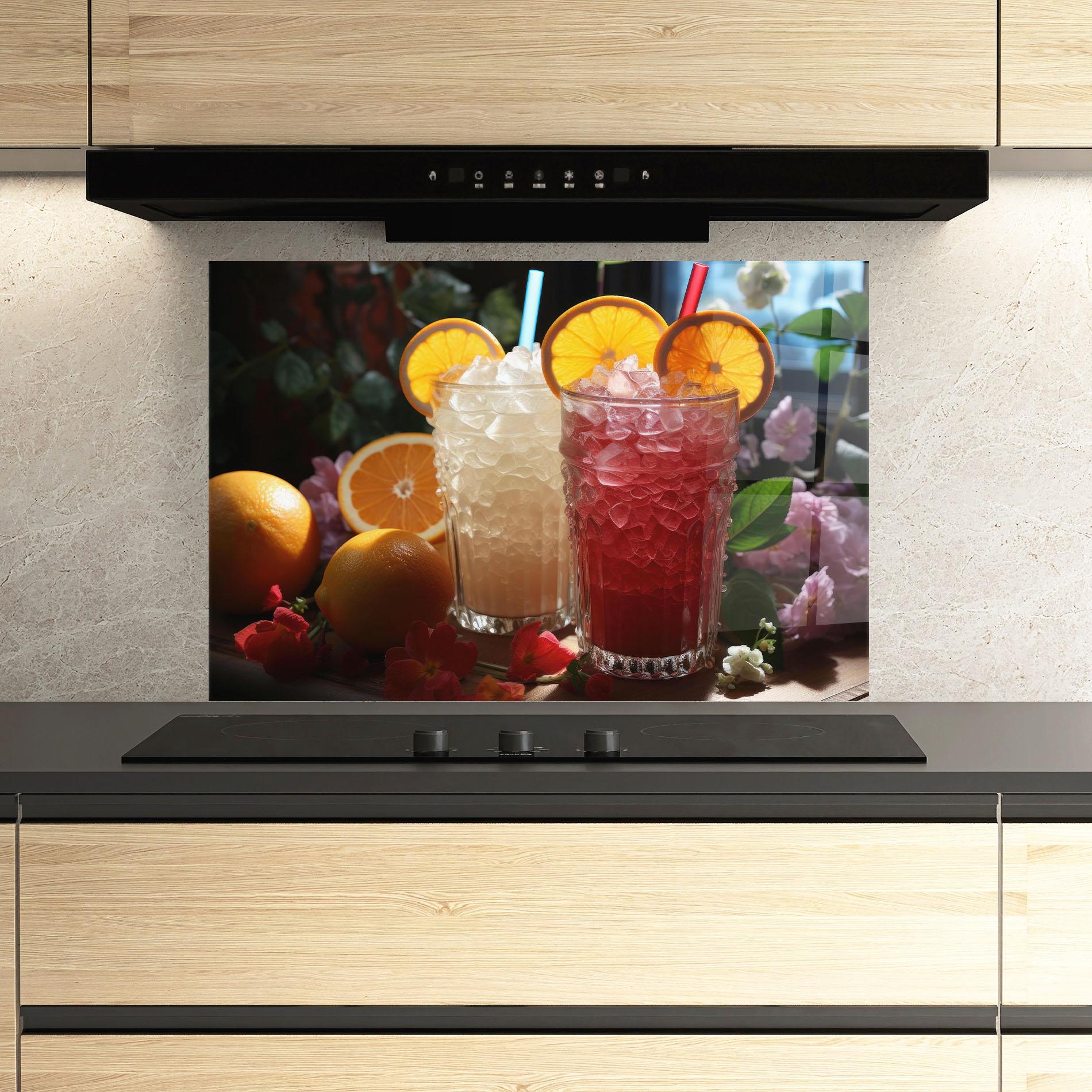 Konyhai üveg hátfal Citrus Smoothie Drink mockup 3