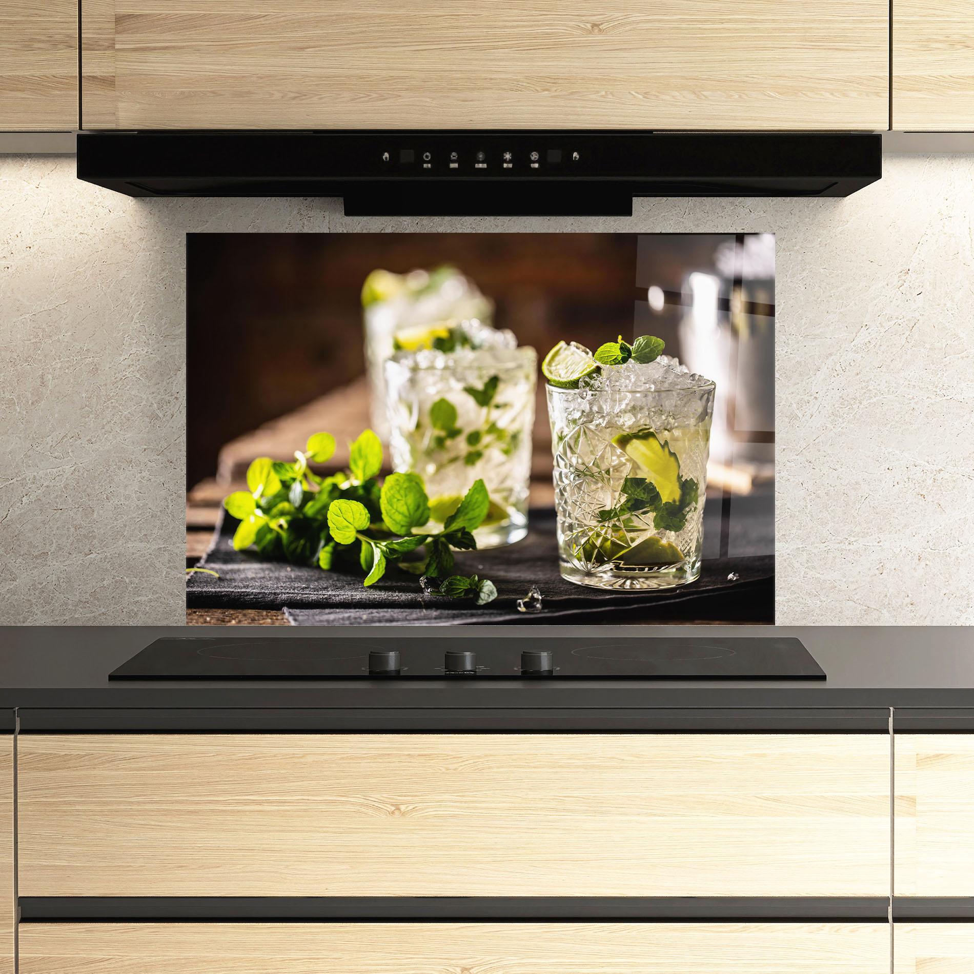 Konyhai üveg hátfal Fresh Mint Lime mockup 3