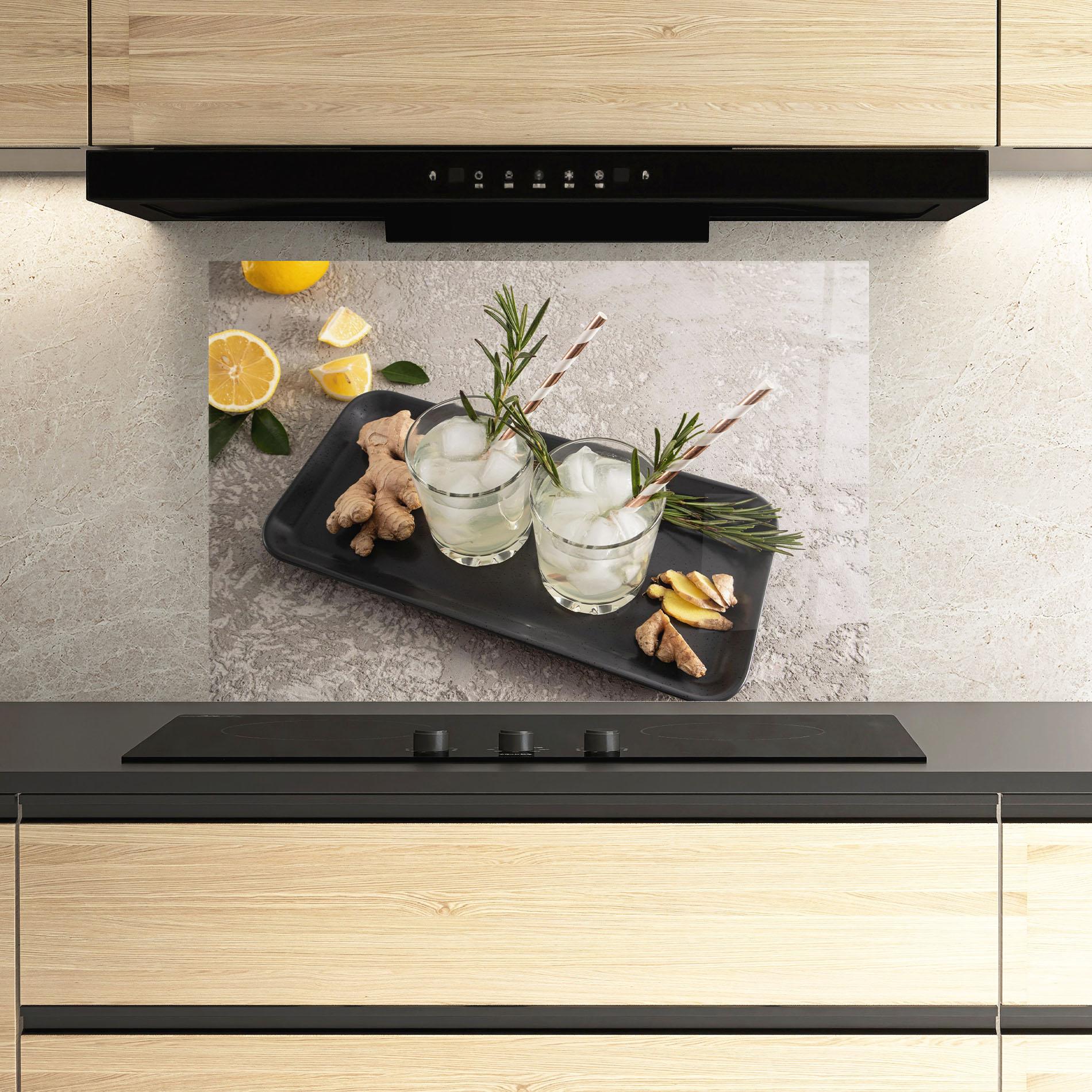 Konyhai üveg hátfal Ginger Lemonade Drink mockup 3